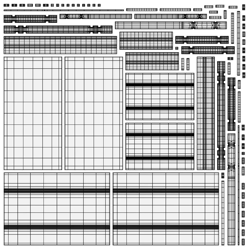 Modern Dark Wooden Table 6 Seater Dining Table Low-poly 3D model_8