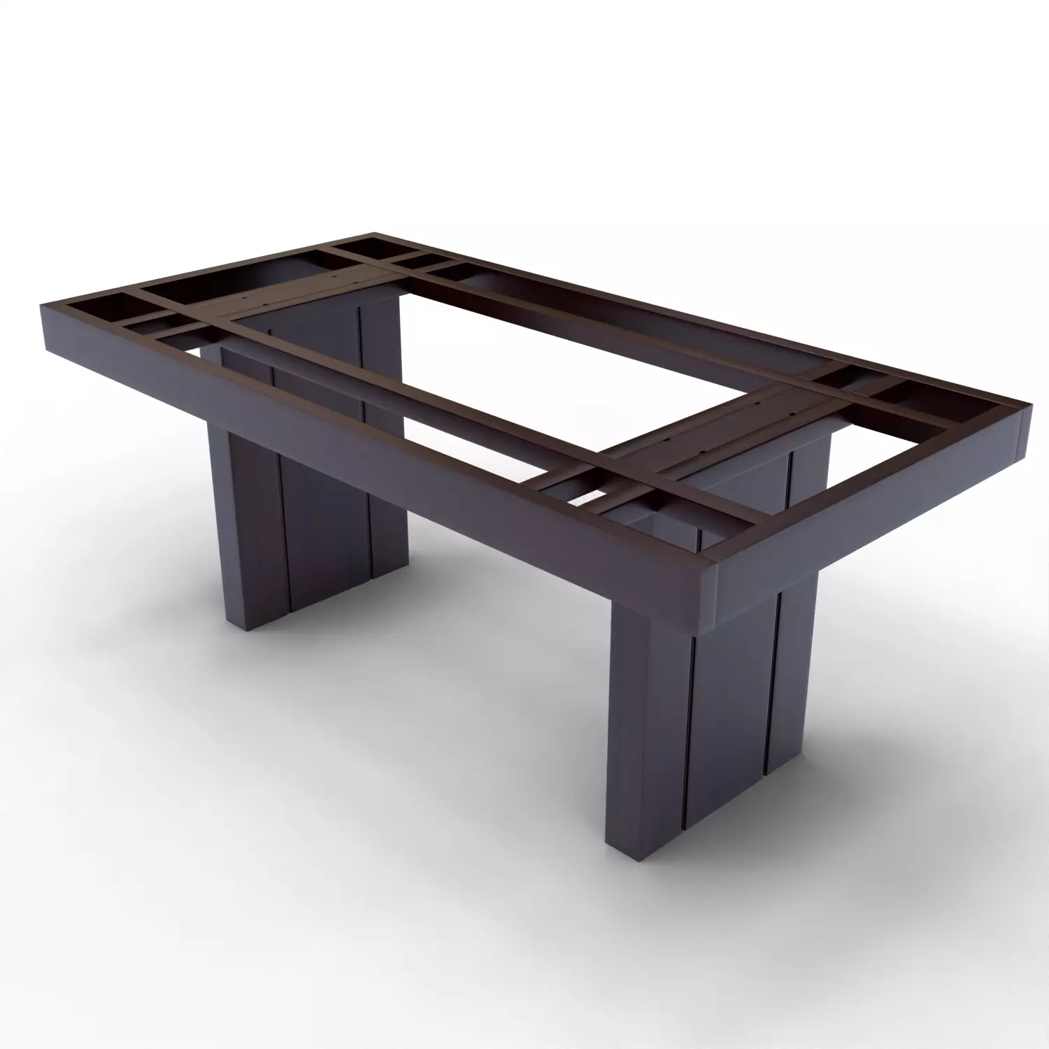 Modern Dark Wooden Table 6 Seater Dining Table Low-poly 3D model_2