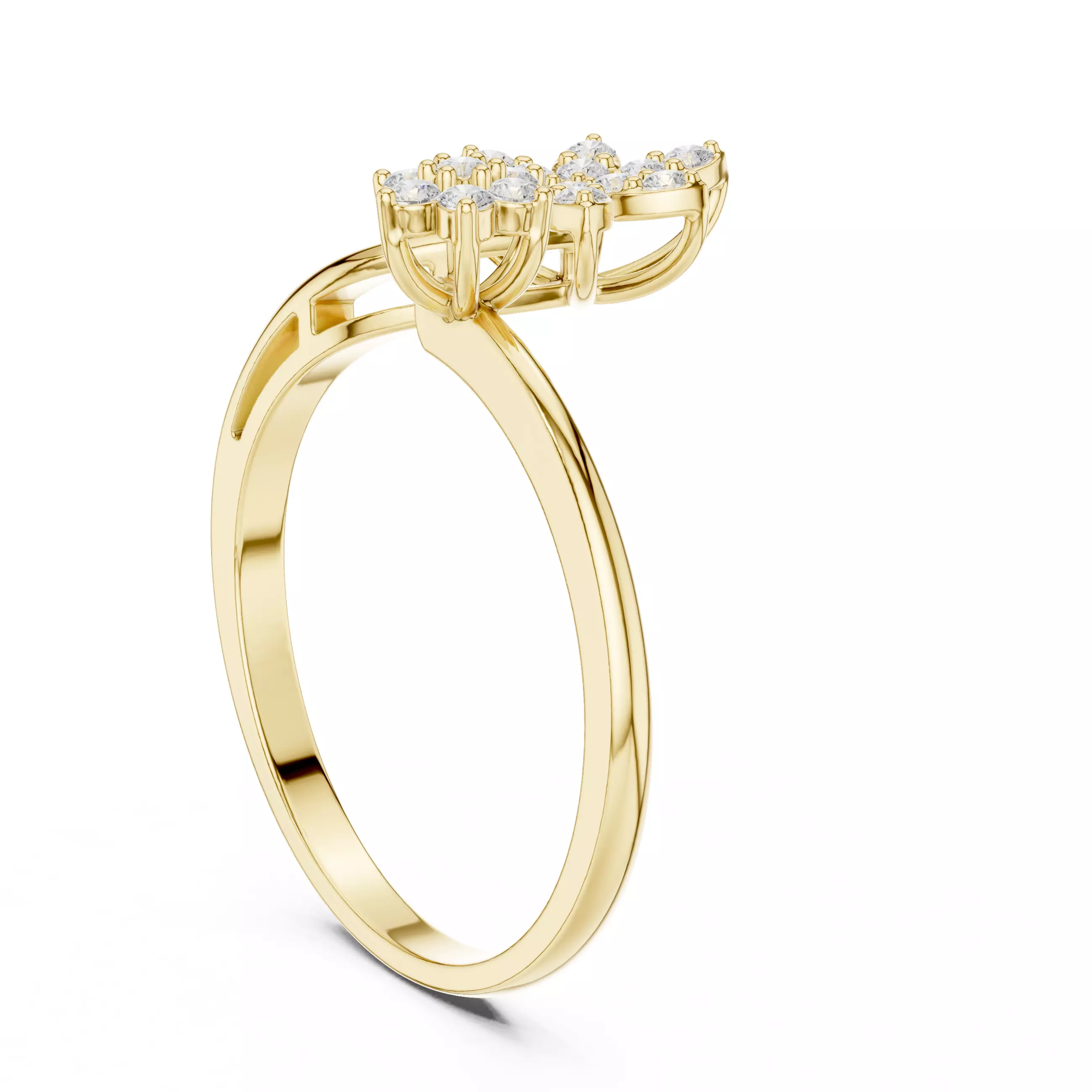 Round Cut Cluster Diamond Floral Wedding Ring 3DM STL Video 3D print model_6