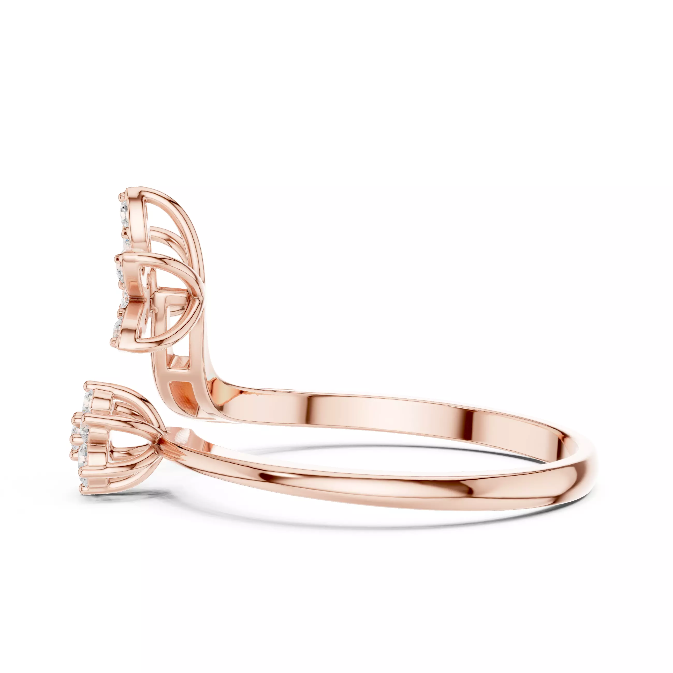 Round Cut Cluster Diamond Floral Wedding Ring 3DM STL Video 3D print model_5