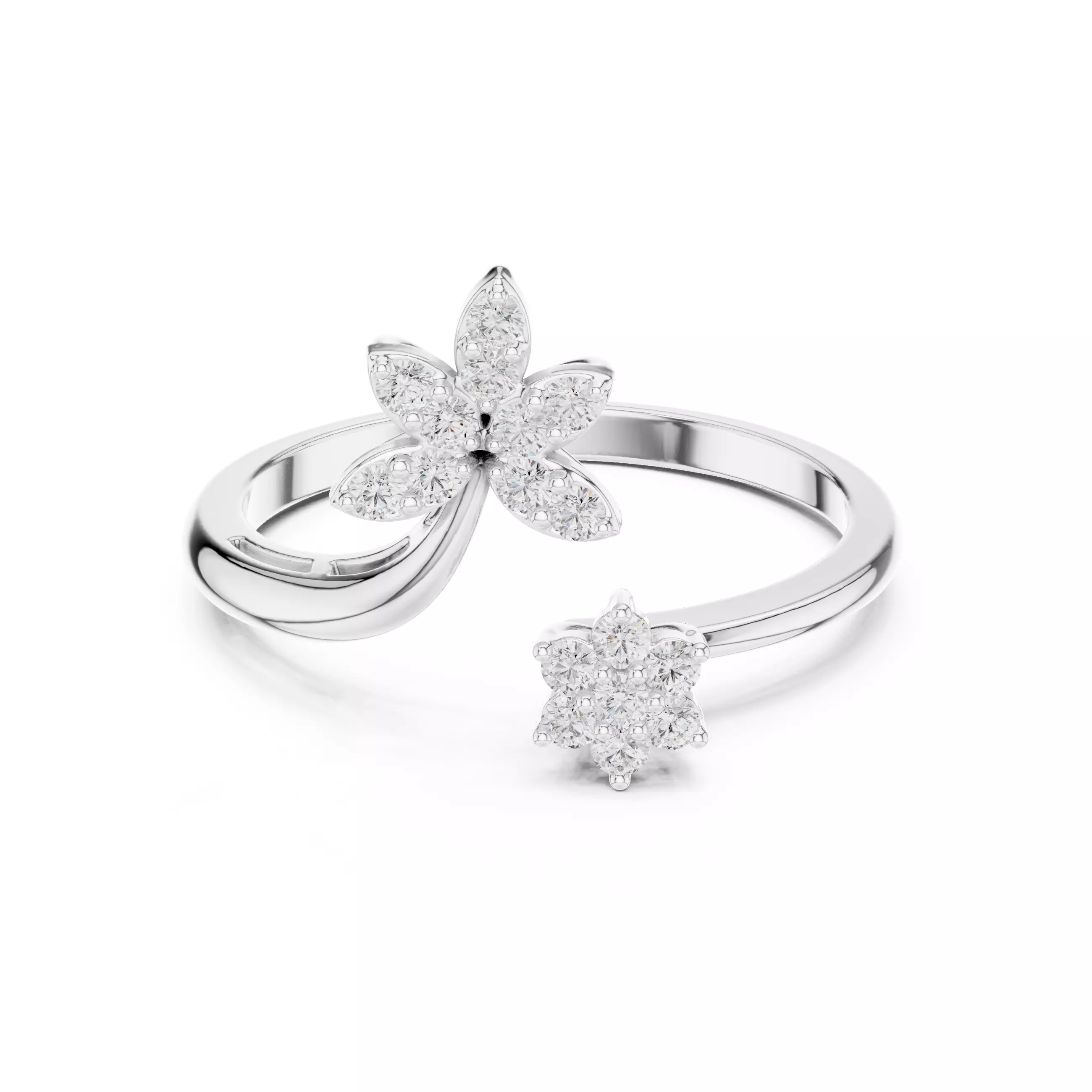 Round Cut Cluster Diamond Floral Wedding Ring 3DM STL Video 3D print model_2