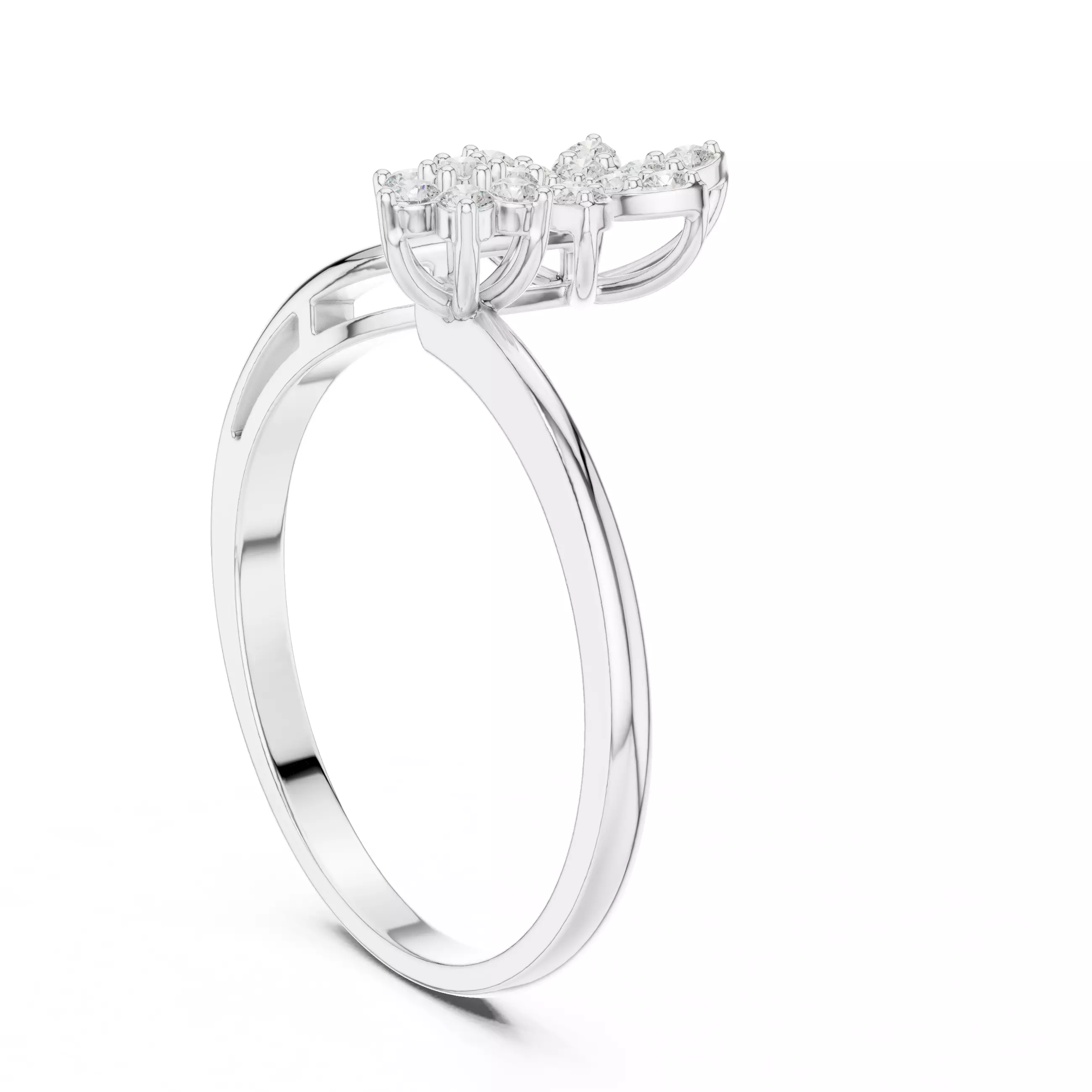 Round Cut Cluster Diamond Floral Wedding Ring 3DM STL Video 3D print model_9