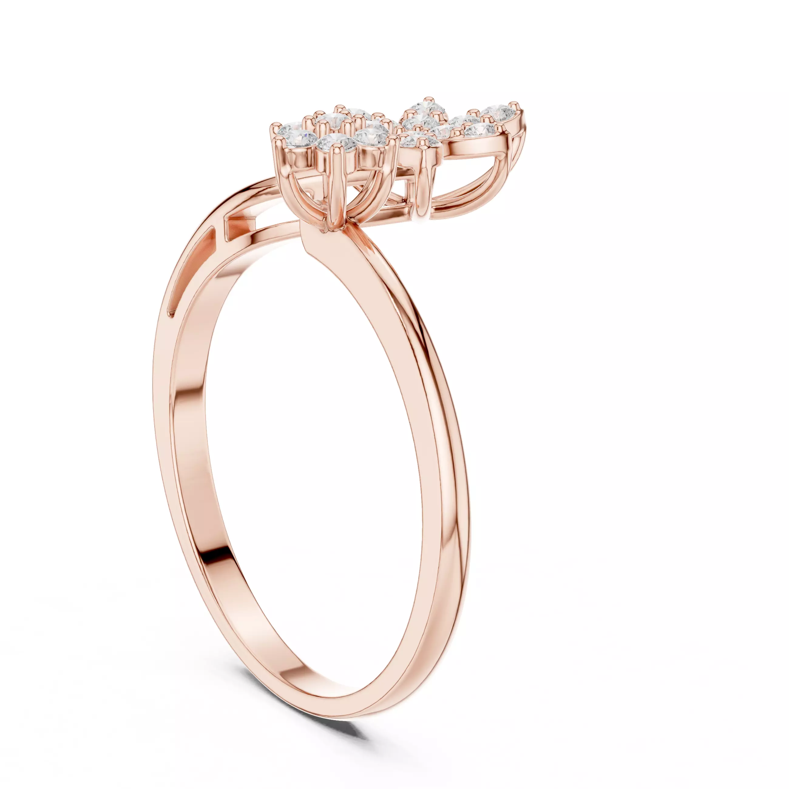 Round Cut Cluster Diamond Floral Wedding Ring 3DM STL Video 3D print model_3