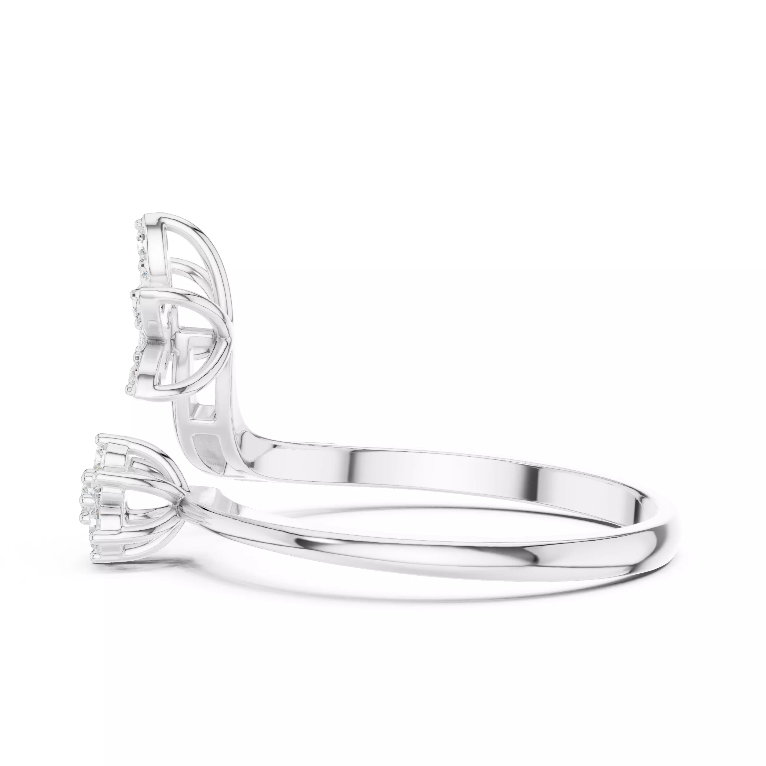 Round Cut Cluster Diamond Floral Wedding Ring 3DM STL Video 3D print model_11