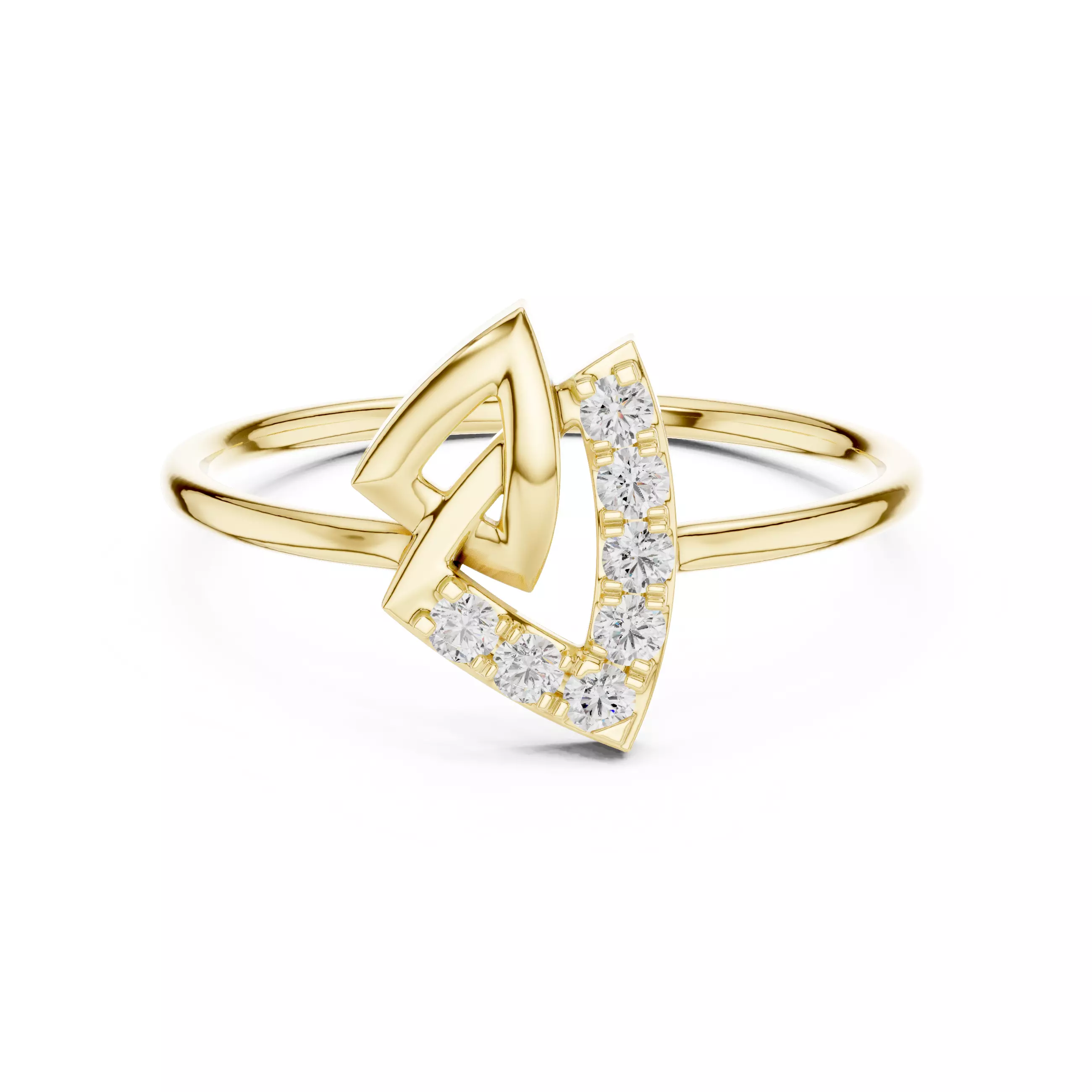 Round Cut Diamond Trillion Shape Engagement Ring 3DM STL Video 3D print model_1