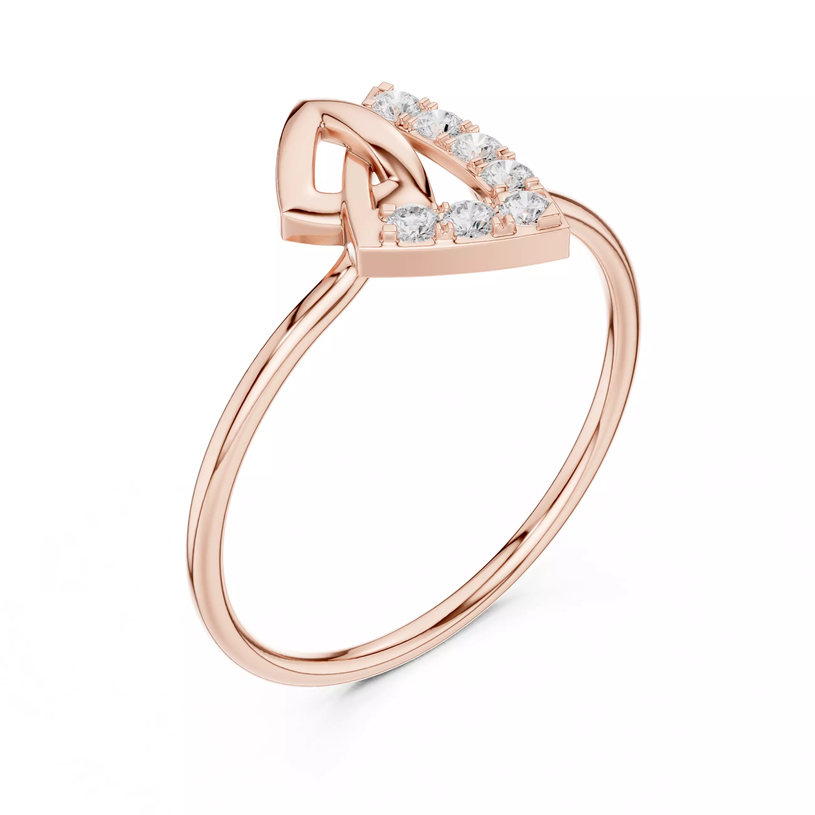 Round Cut Diamond Trillion Shape Engagement Ring 3DM STL Video 3D print model_4