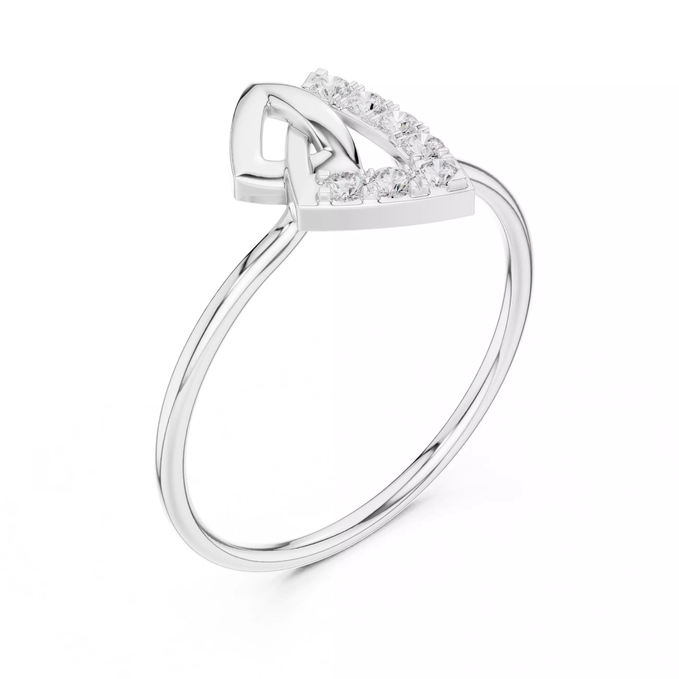 Round Cut Diamond Trillion Shape Engagement Ring 3DM STL Video 3D print model_10