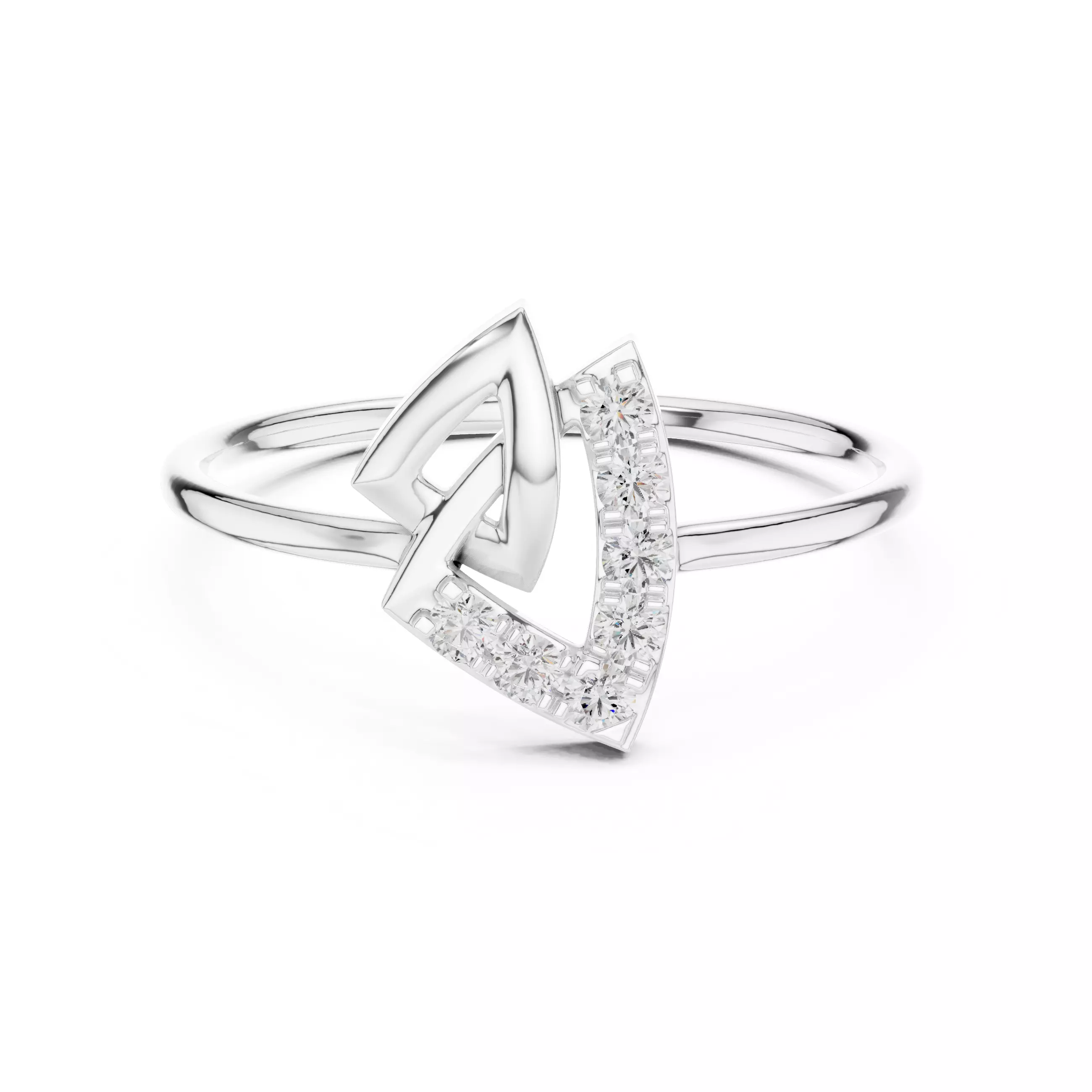 Round Cut Diamond Trillion Shape Engagement Ring 3DM STL Video 3D print model_2