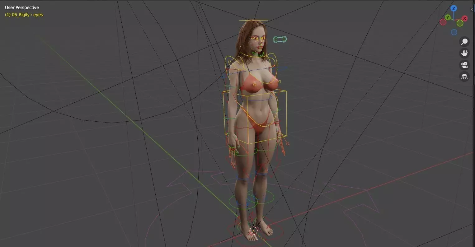 Female Character Rigged with Shape Keys And PBR Texturing 3D model_5