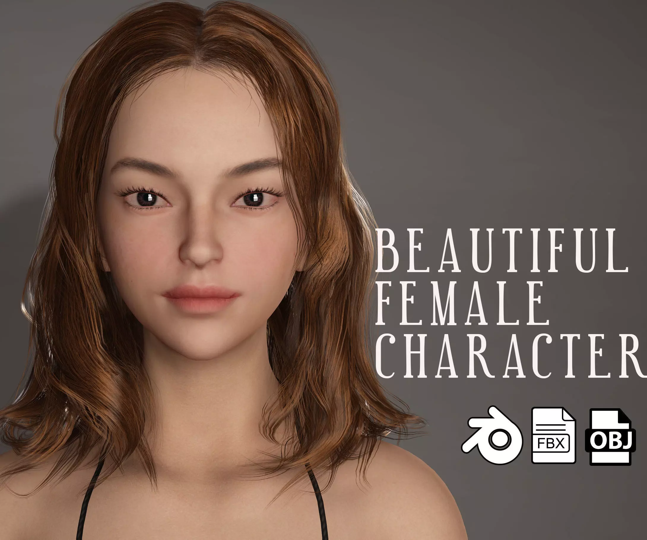 Female Character Rigged with Shape Keys And PBR Texturing 3D model_0