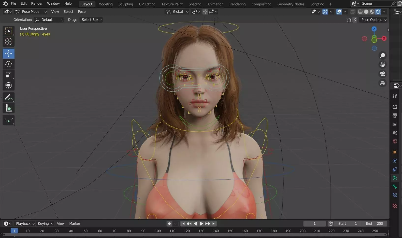 Female Character Rigged with Shape Keys And PBR Texturing 3D model_3
