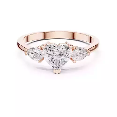 Three Stone Heart And Pear Cut Engagement Ring 3DM STL Video 3D print model