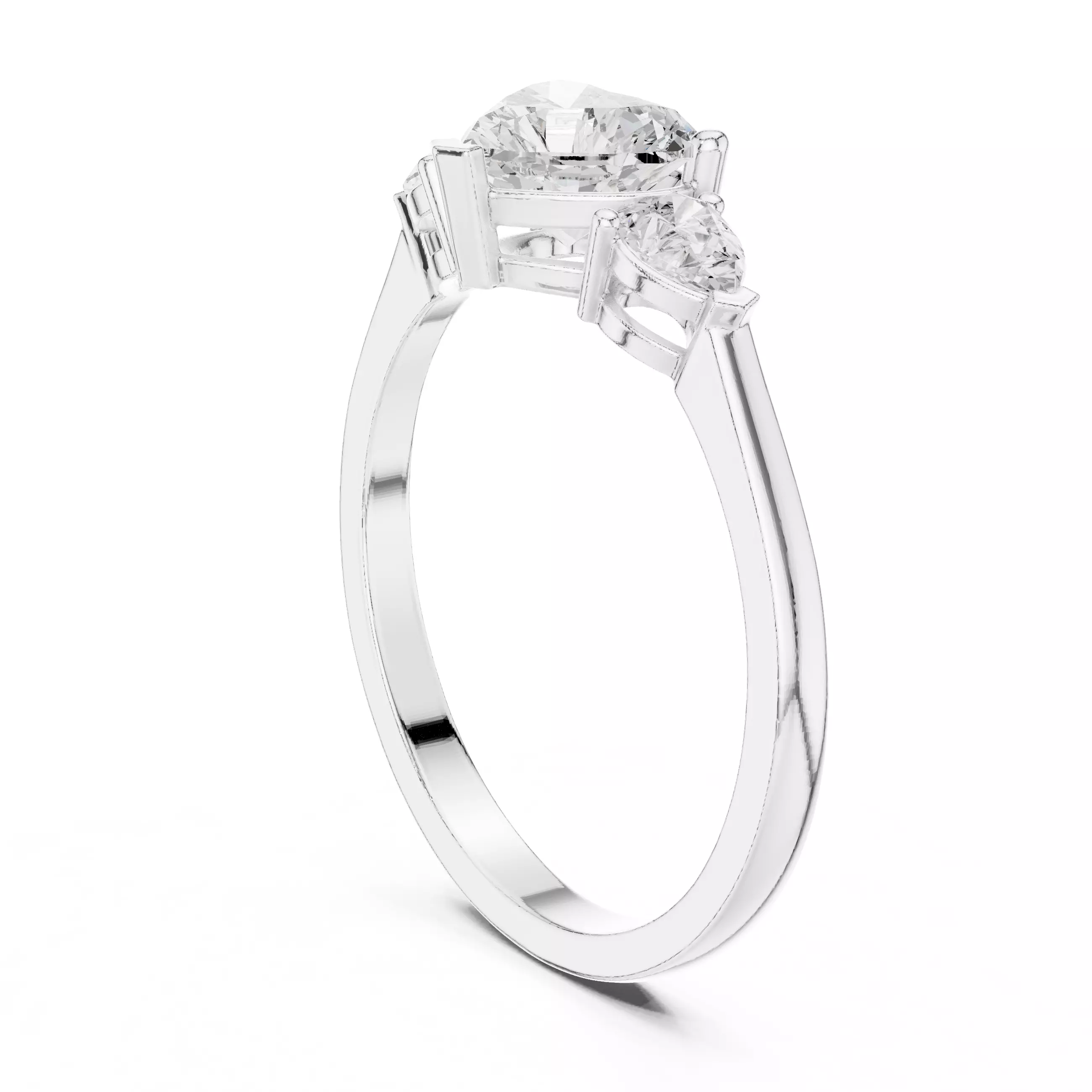 Three Stone Heart And Pear Cut Engagement Ring 3DM STL Video 3D print model_9