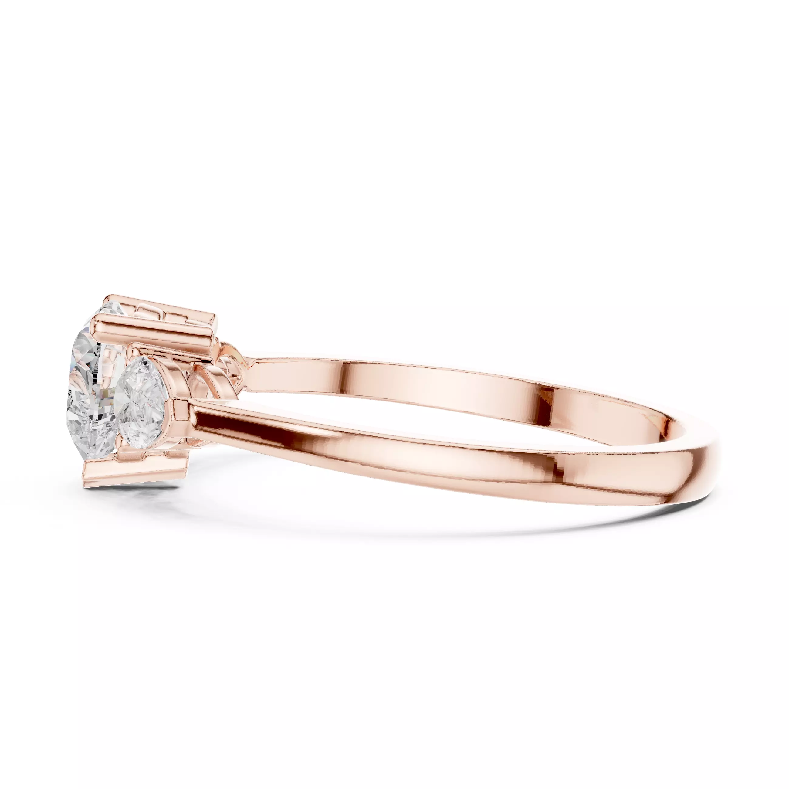 Three Stone Heart And Pear Cut Engagement Ring 3DM STL Video 3D print model_5