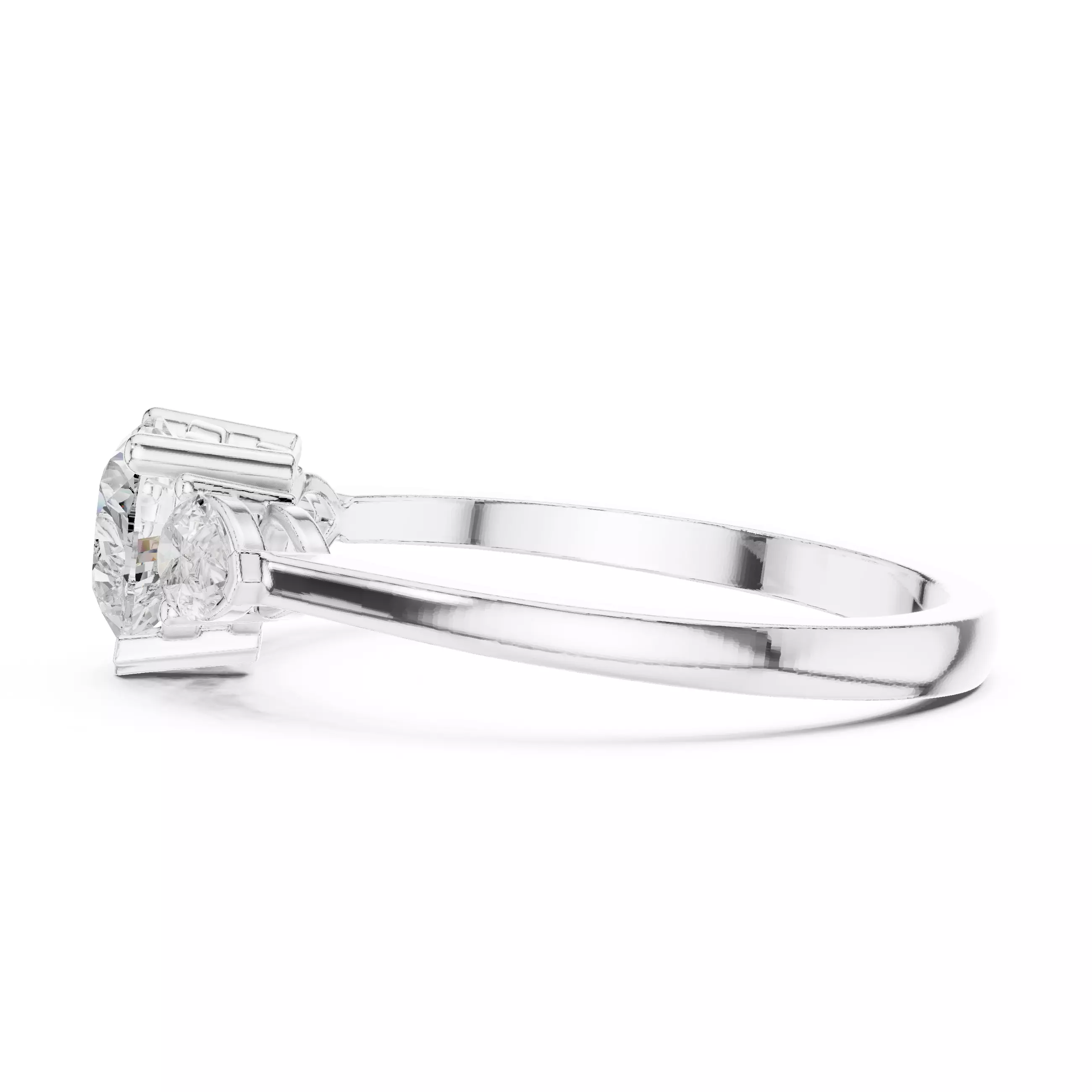 Three Stone Heart And Pear Cut Engagement Ring 3DM STL Video 3D print model_11