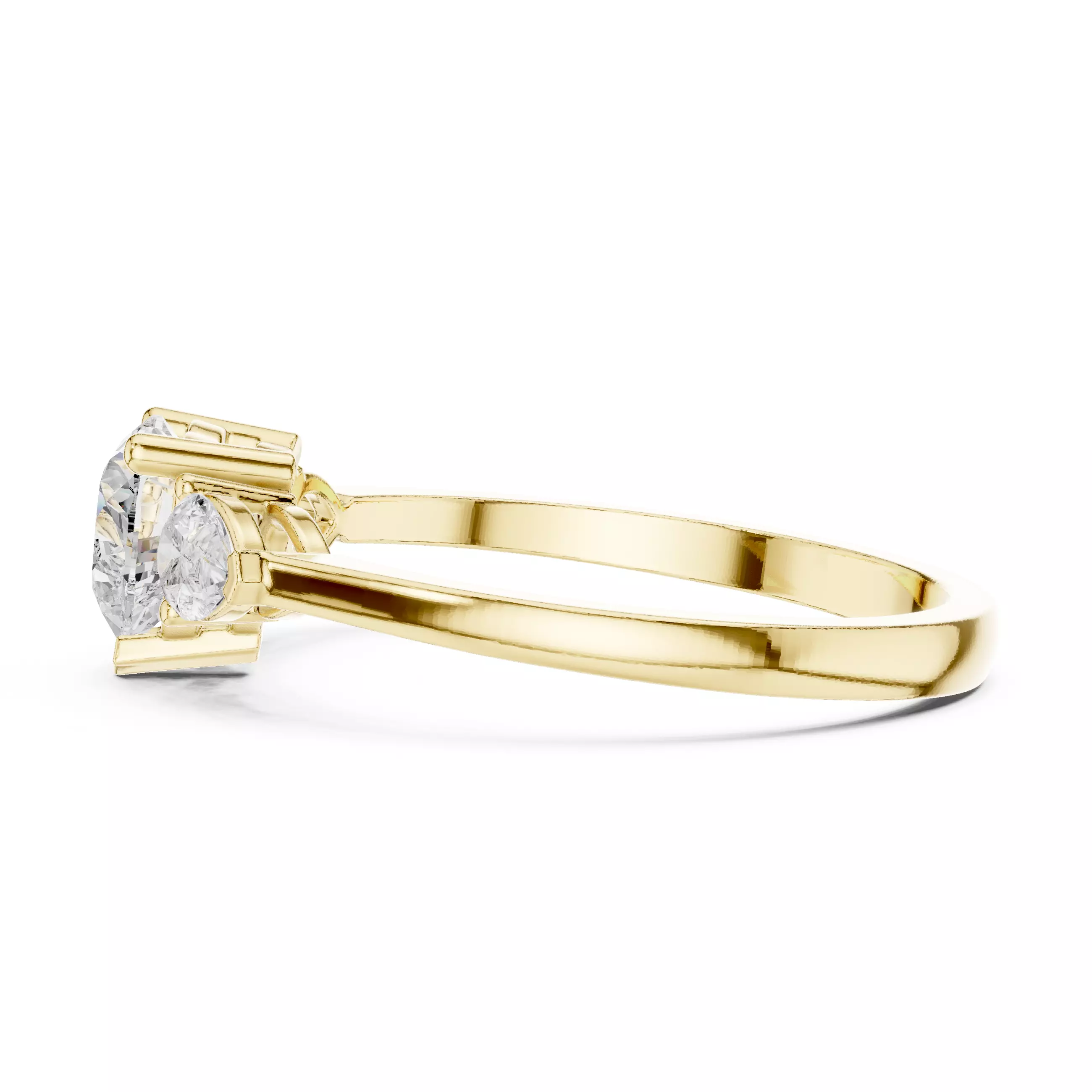 Three Stone Heart And Pear Cut Engagement Ring 3DM STL Video 3D print model_8