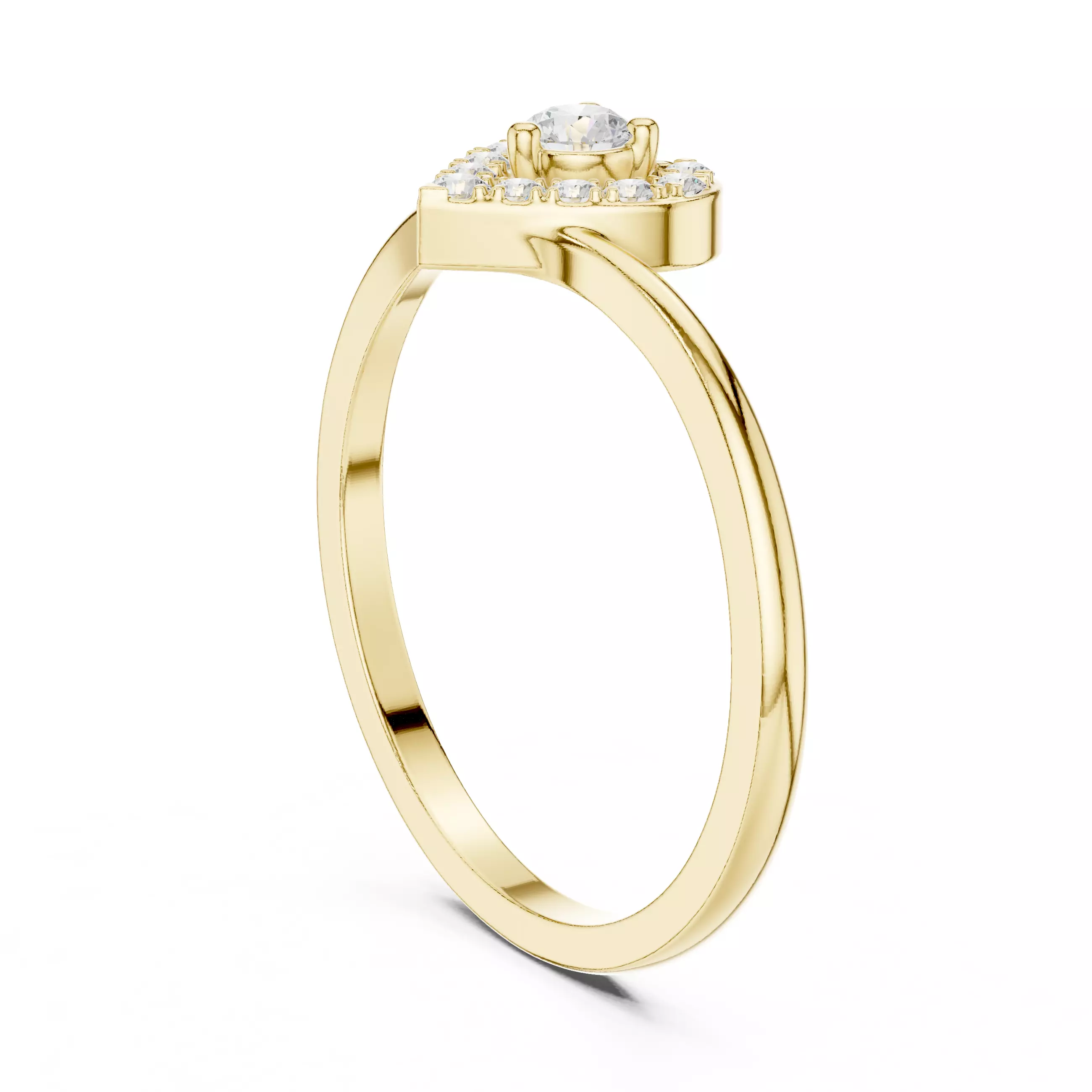Chevron Curve Heart Shape Round Cut Wedding Ring 3DM STL Video 3D print model_6