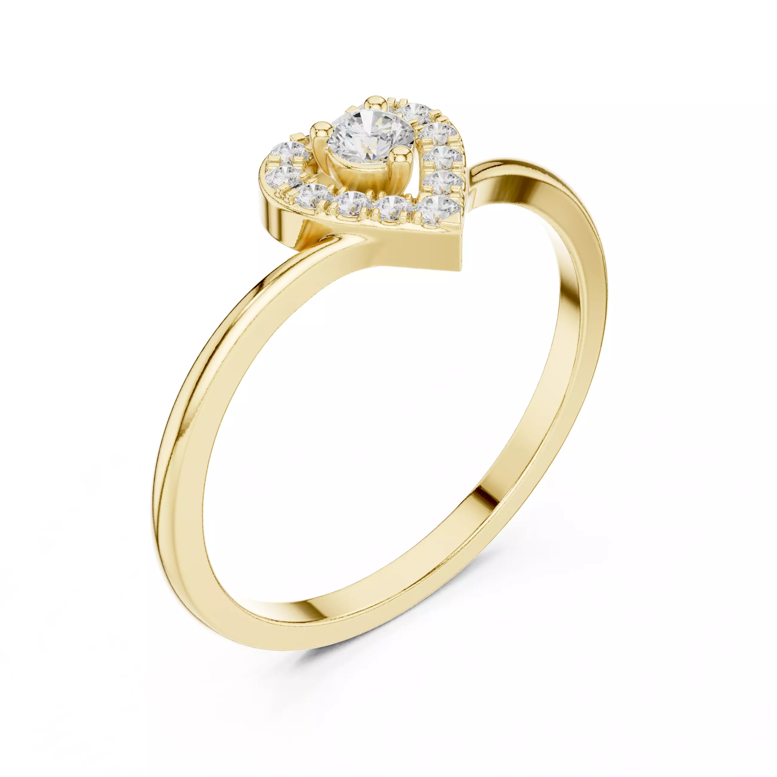 Chevron Curve Heart Shape Round Cut Wedding Ring 3DM STL Video 3D print model_7