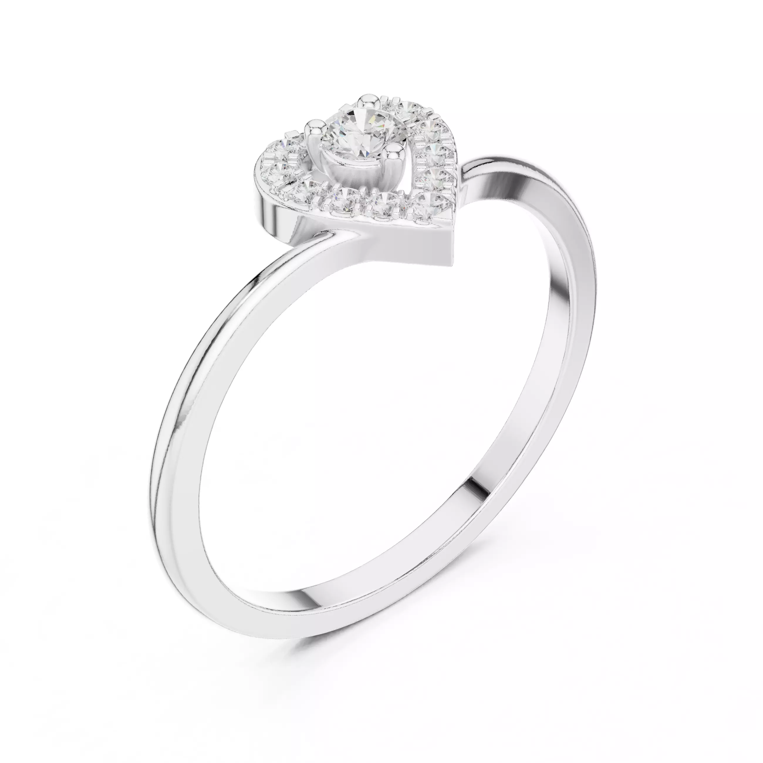 Chevron Curve Heart Shape Round Cut Wedding Ring 3DM STL Video 3D print model_10