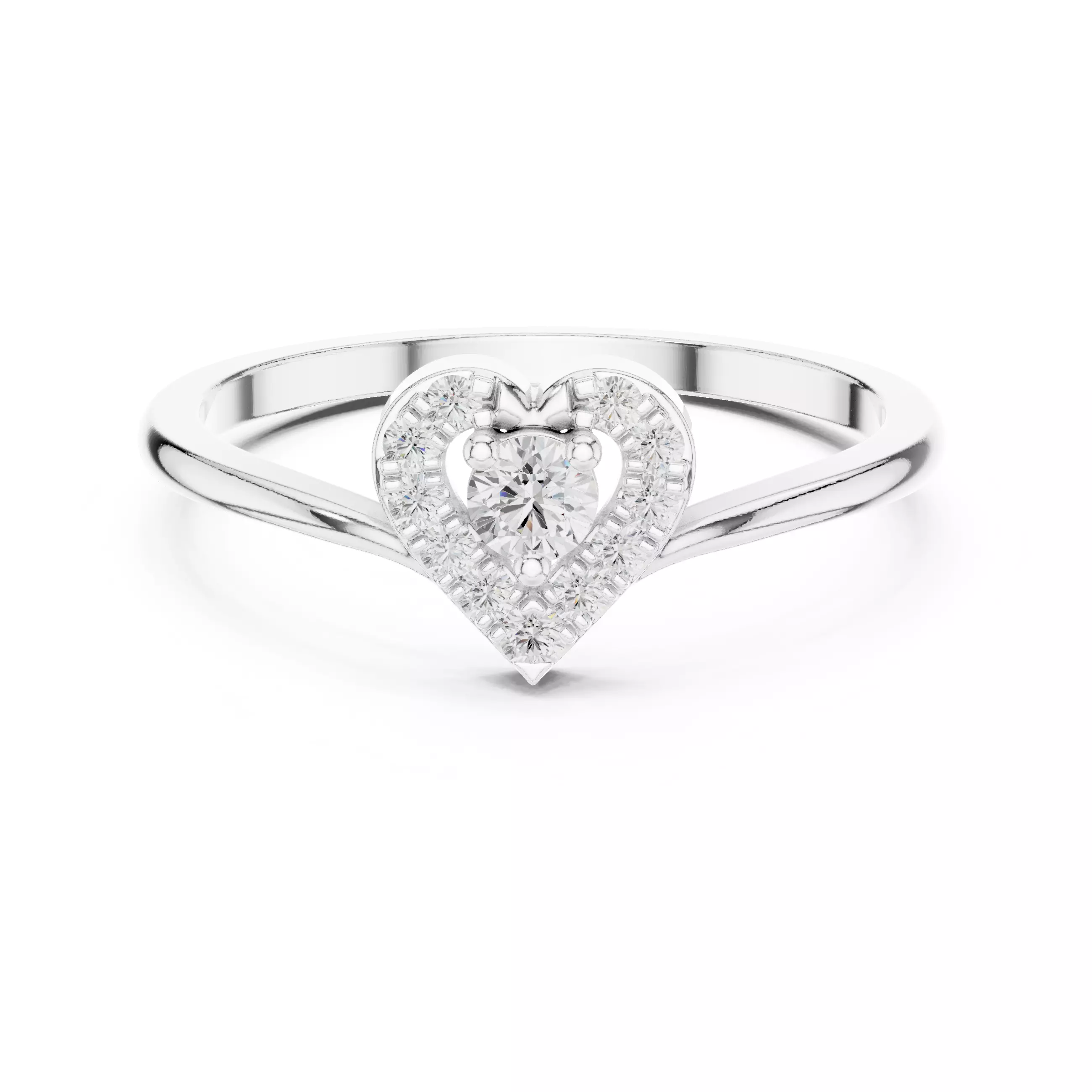 Chevron Curve Heart Shape Round Cut Wedding Ring 3DM STL Video 3D print model_2