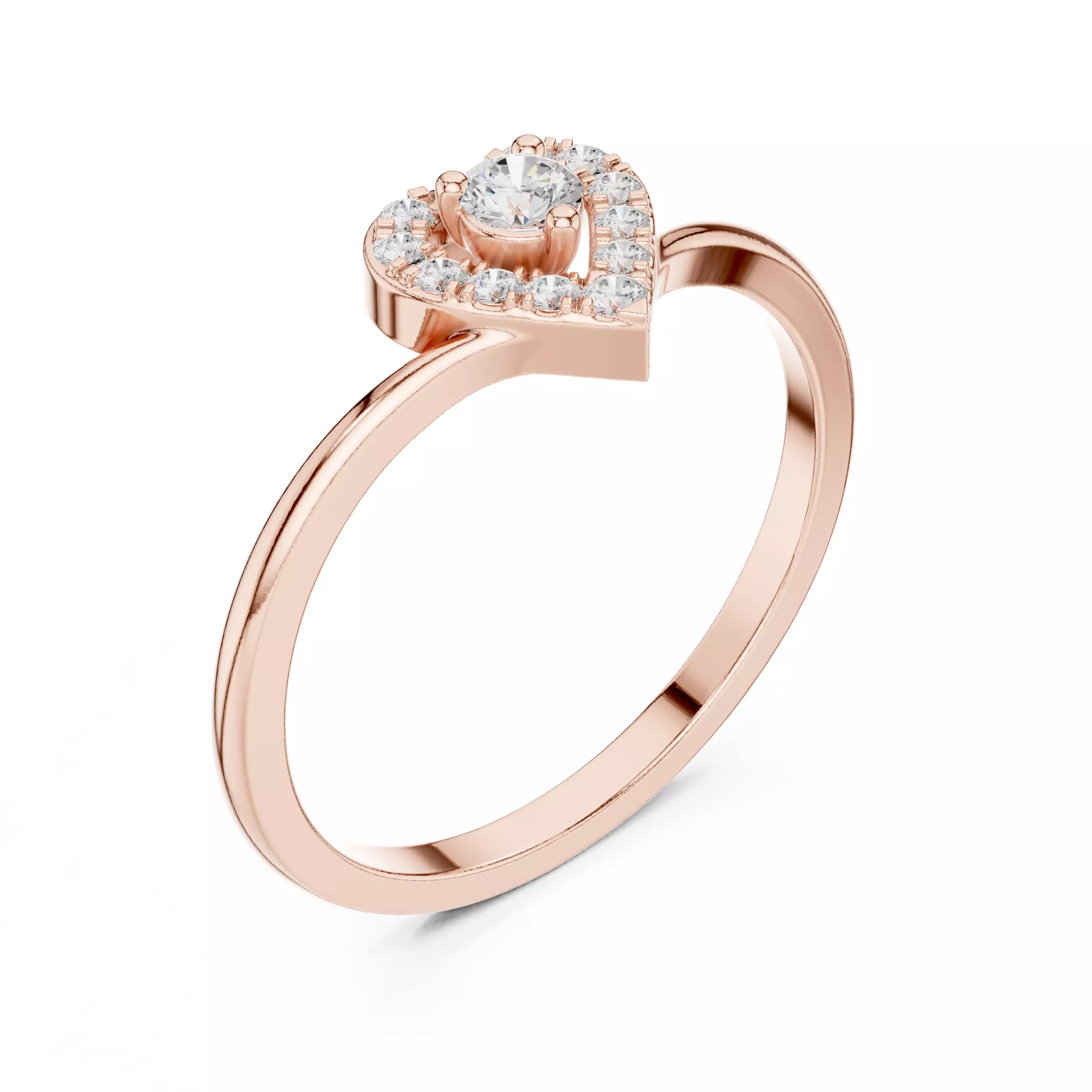 Chevron Curve Heart Shape Round Cut Wedding Ring 3DM STL Video 3D print model_4