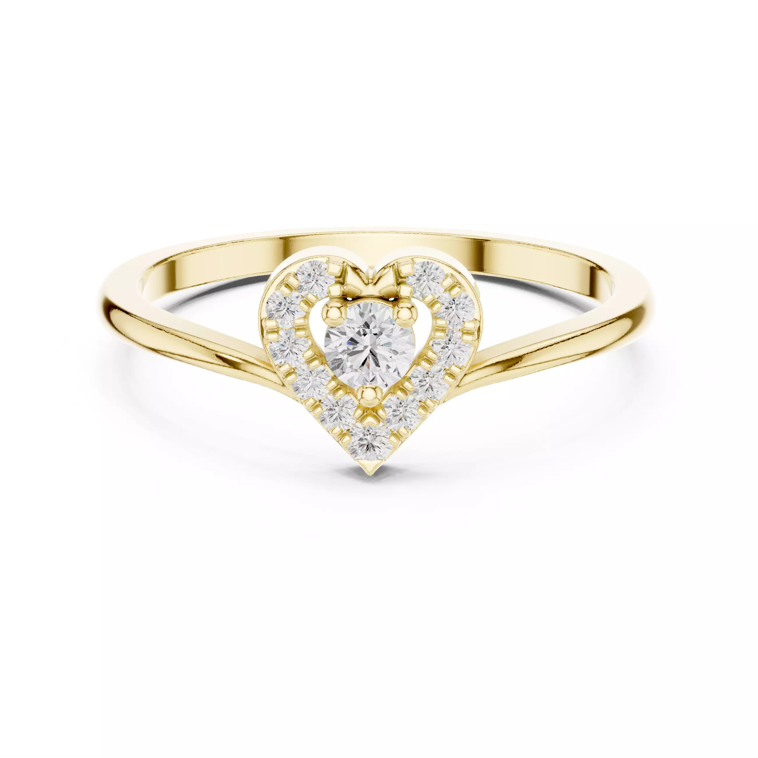 Chevron Curve Heart Shape Round Cut Wedding Ring 3DM STL Video 3D print model_1
