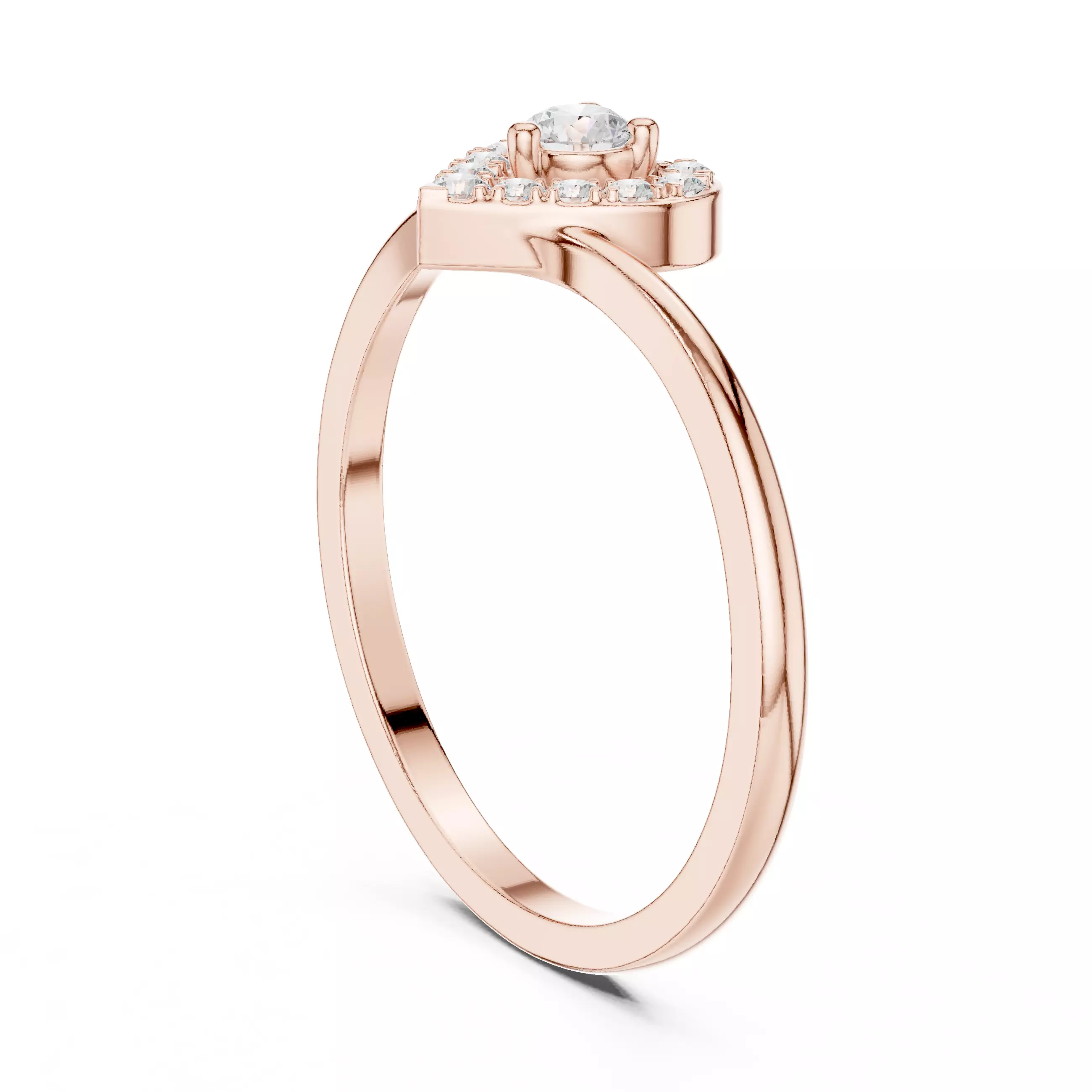 Chevron Curve Heart Shape Round Cut Wedding Ring 3DM STL Video 3D print model_3