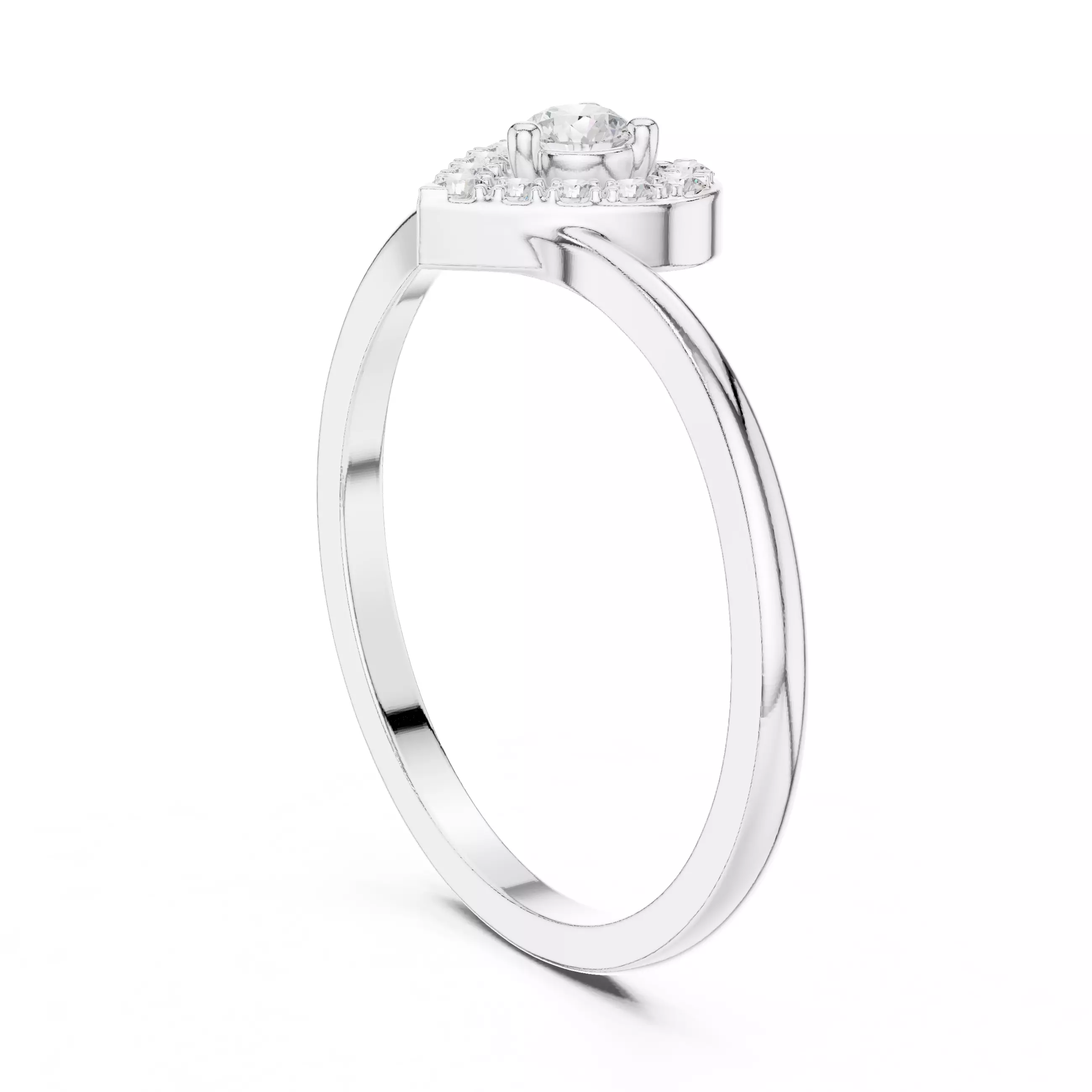 Chevron Curve Heart Shape Round Cut Wedding Ring 3DM STL Video 3D print model_9