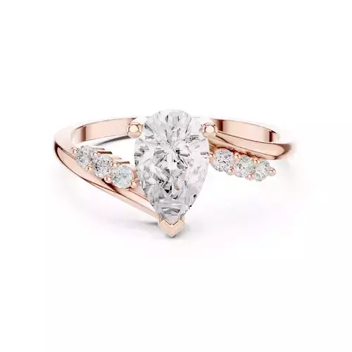 Pear Cut Diamond Bypass Engagement Wedding Ring 3DM STL Video