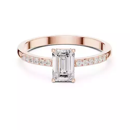 Emerald Cut Diamond Engagement Wedding Ring 3DM STL Video 3D print model