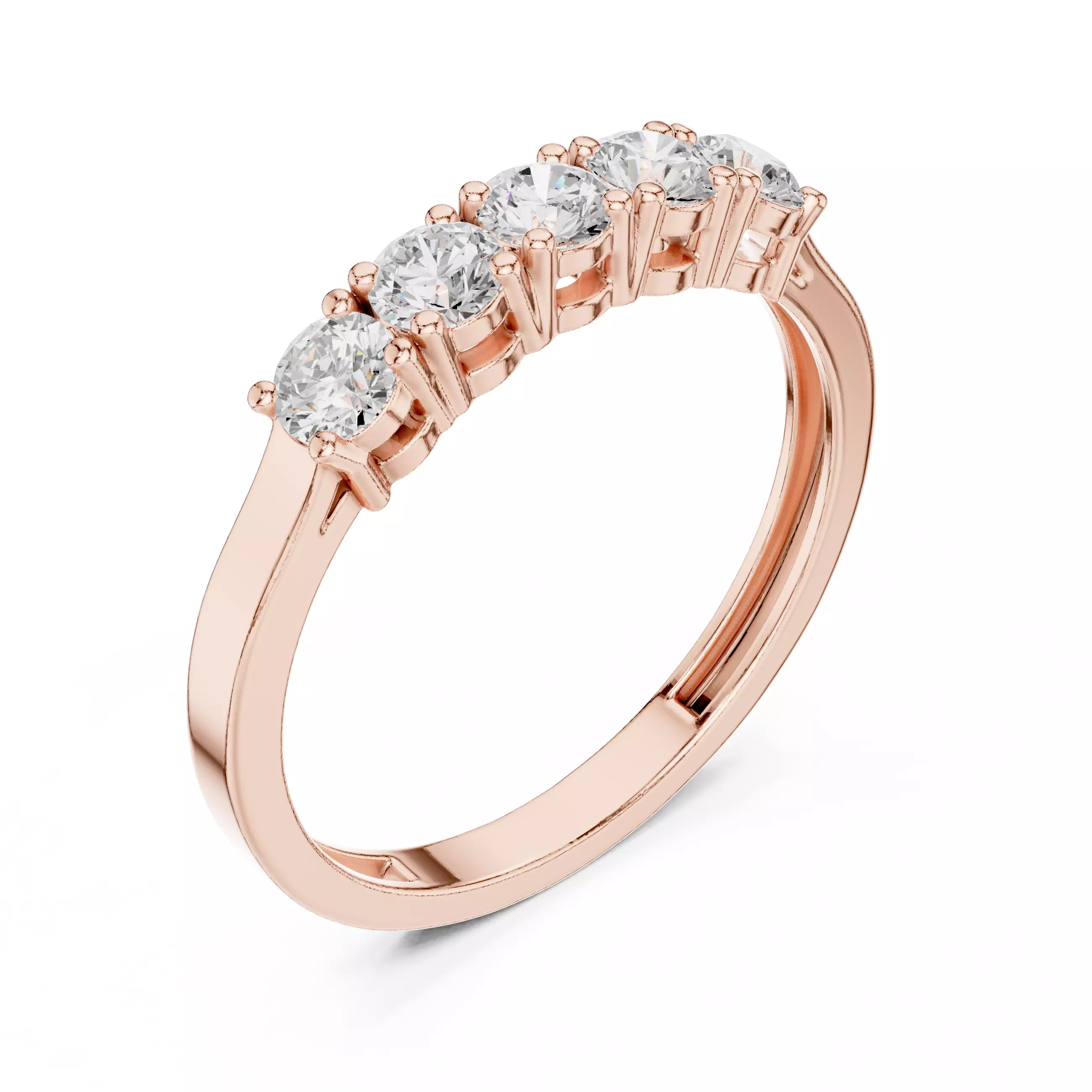 Five Round Diamond Engagement Wedding Band 3DM STL Video 3D print model_4