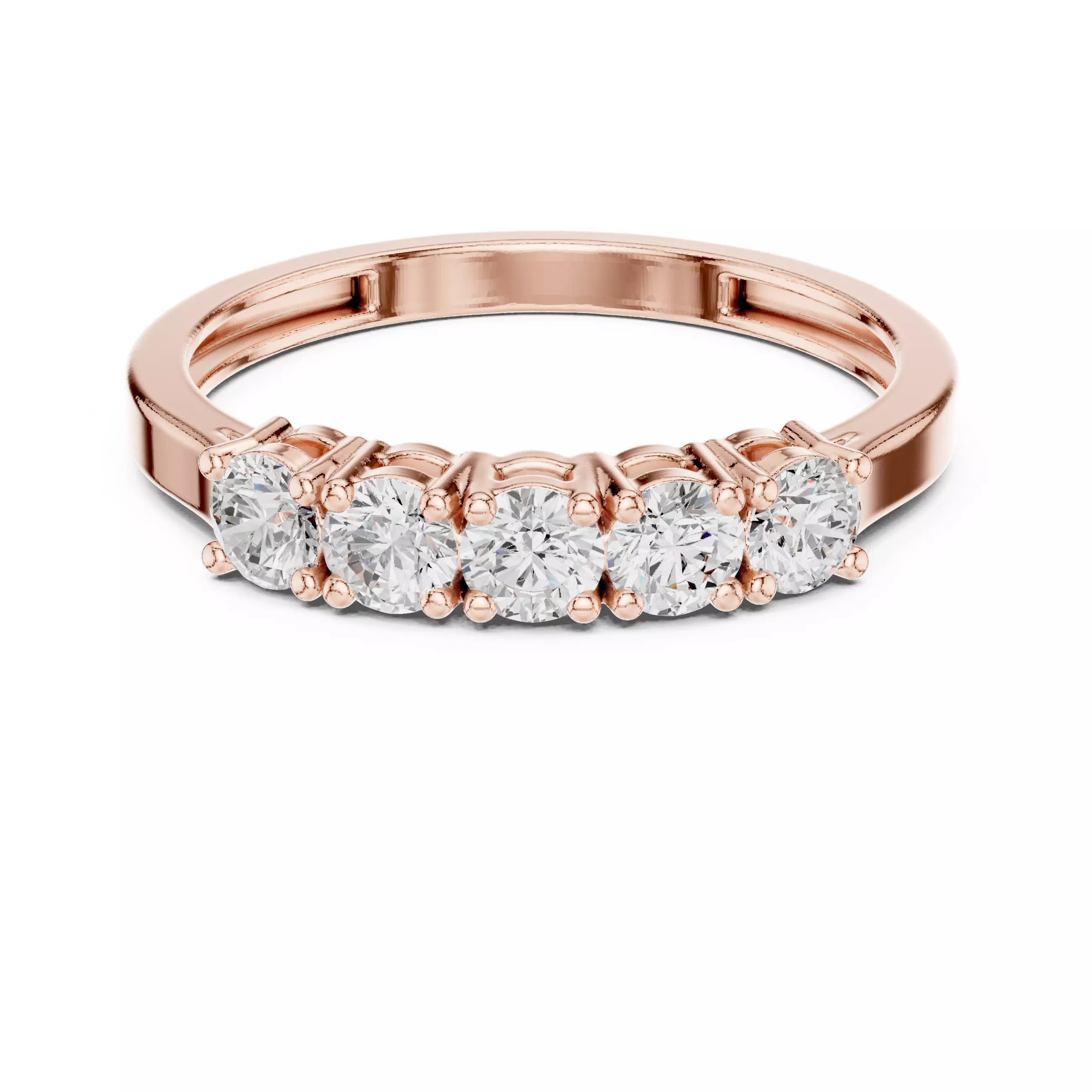 Five Round Diamond Engagement Wedding Band 3DM STL Video 3D print model_0