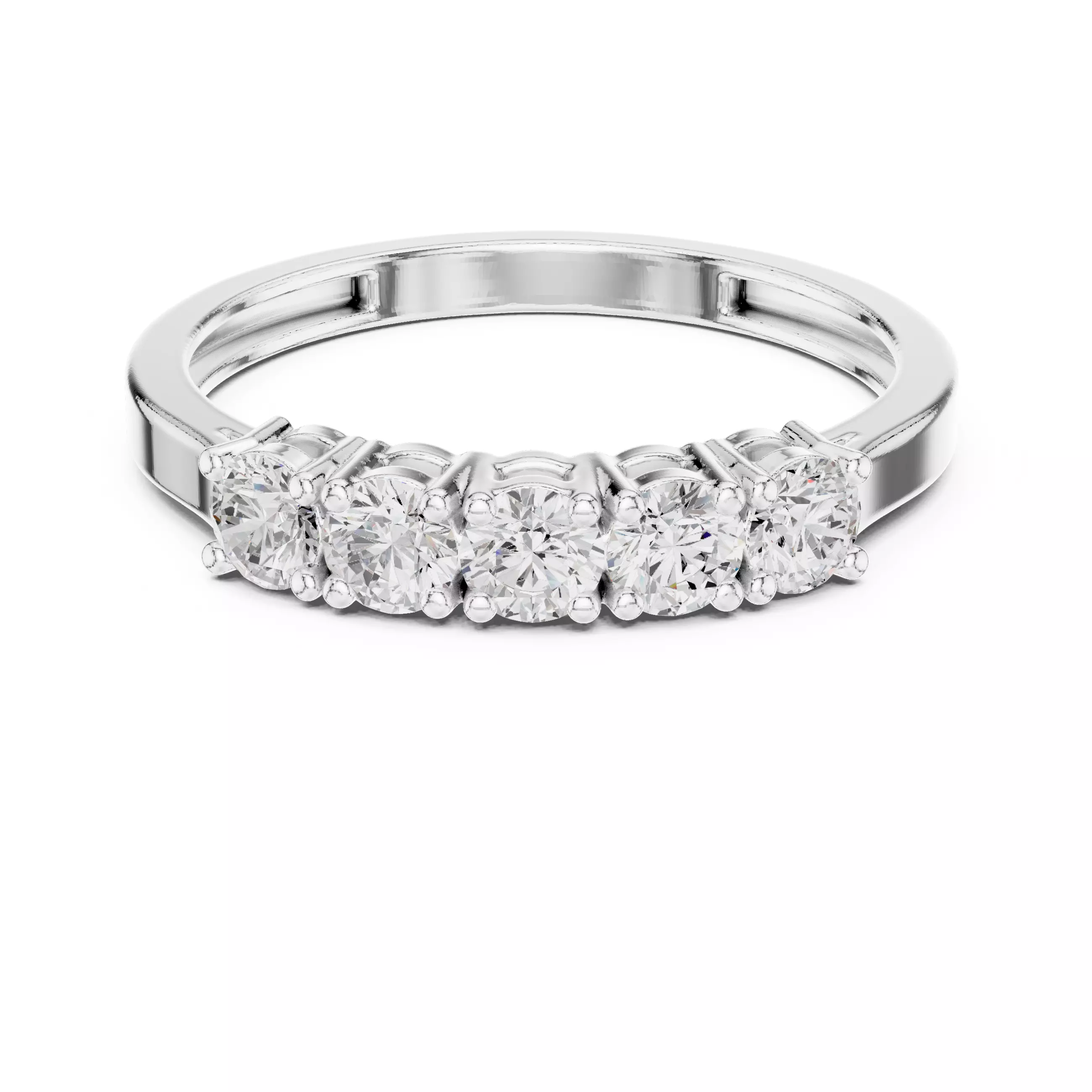 Five Round Diamond Engagement Wedding Band 3DM STL Video 3D print model_2