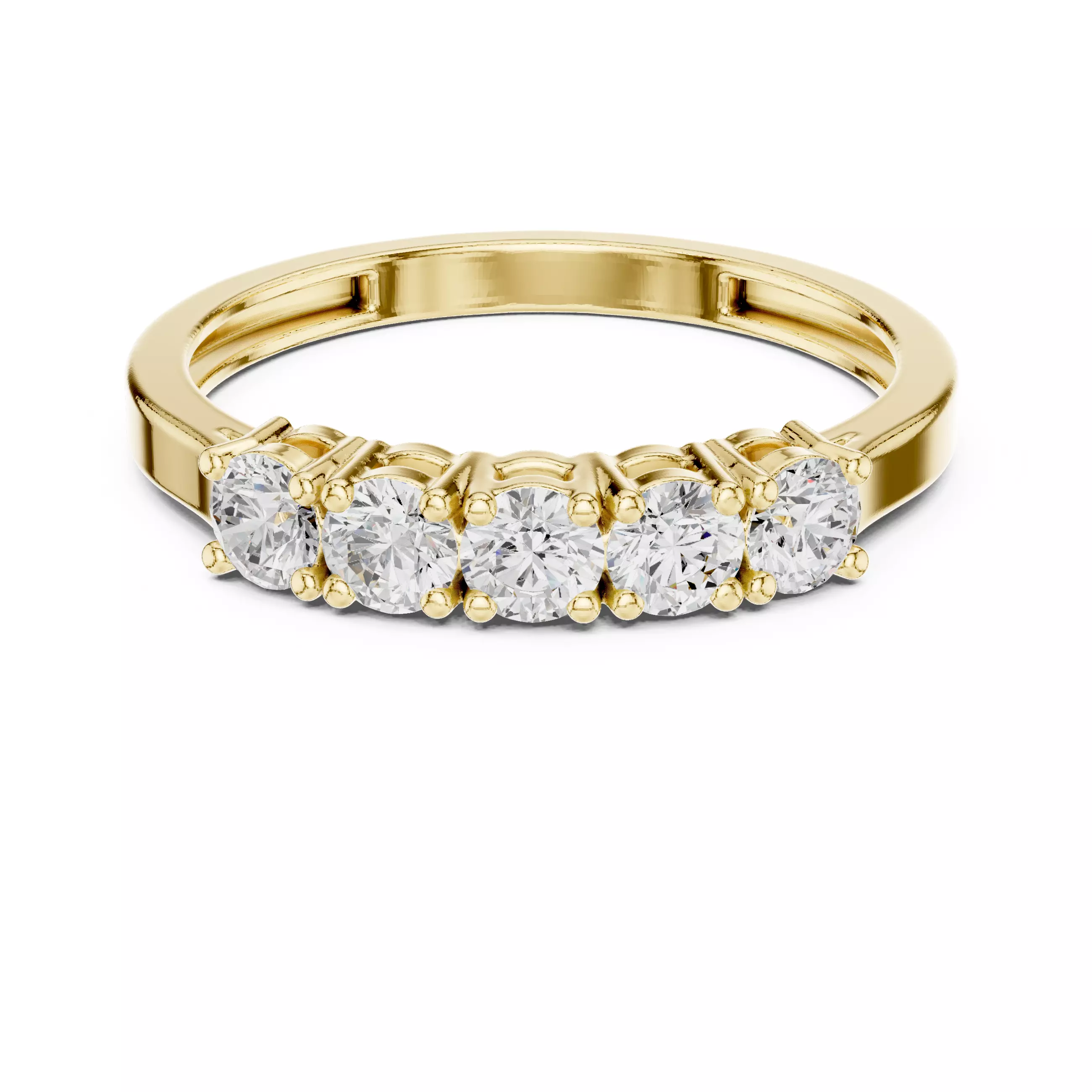 Five Round Diamond Engagement Wedding Band 3DM STL Video 3D print model_1