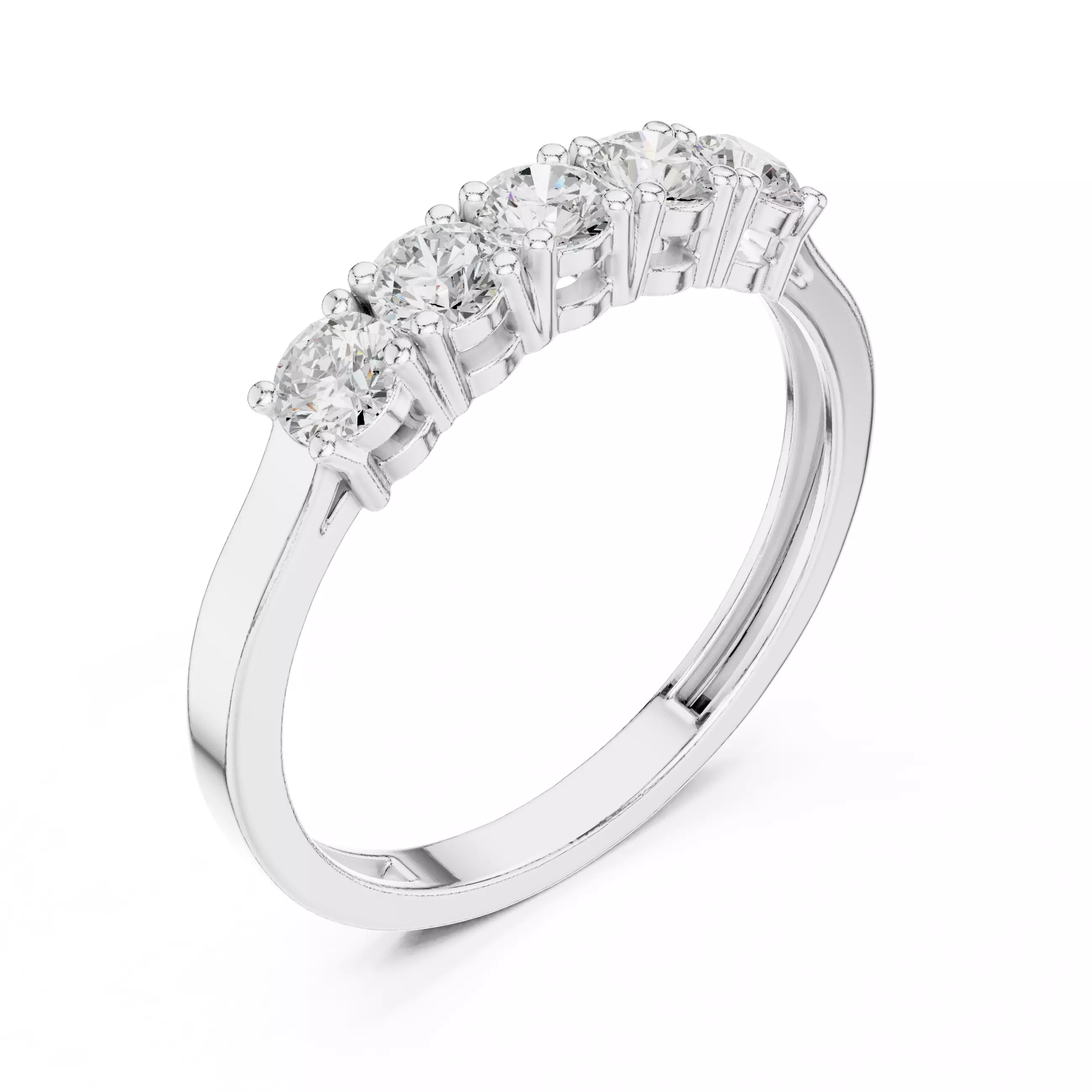 Five Round Diamond Engagement Wedding Band 3DM STL Video 3D print model_10