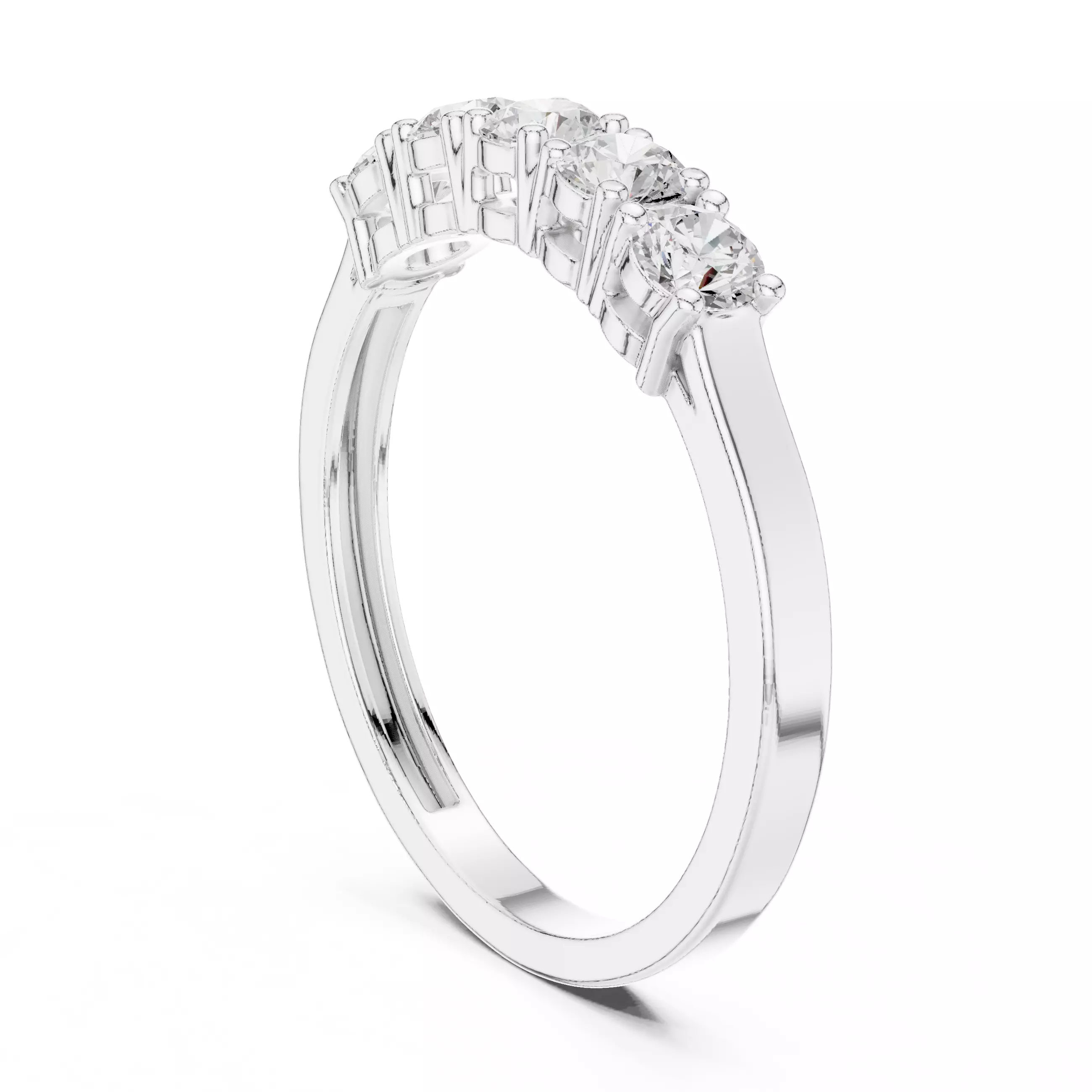 Five Round Diamond Engagement Wedding Band 3DM STL Video 3D print model_9