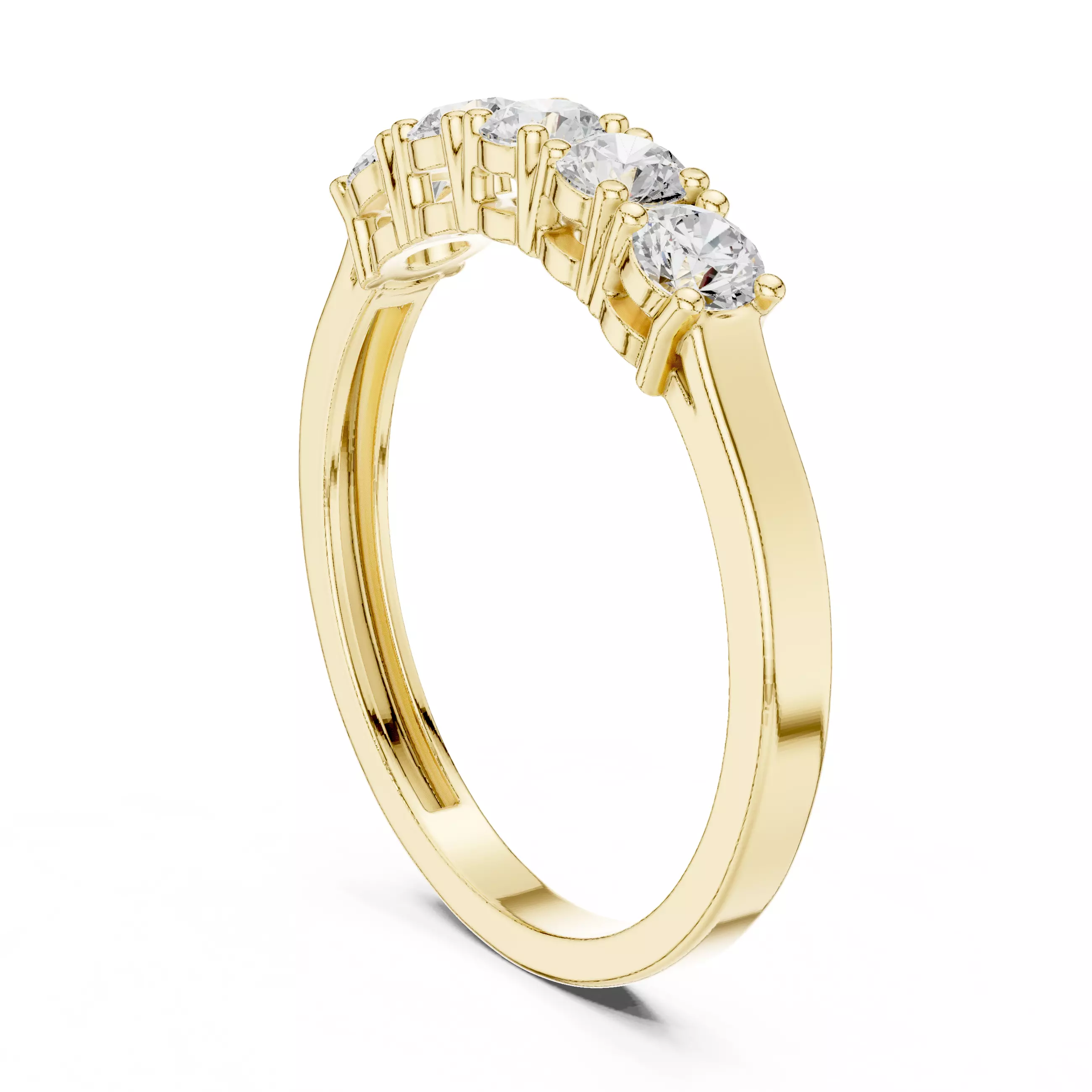 Five Round Diamond Engagement Wedding Band 3DM STL Video 3D print model_6