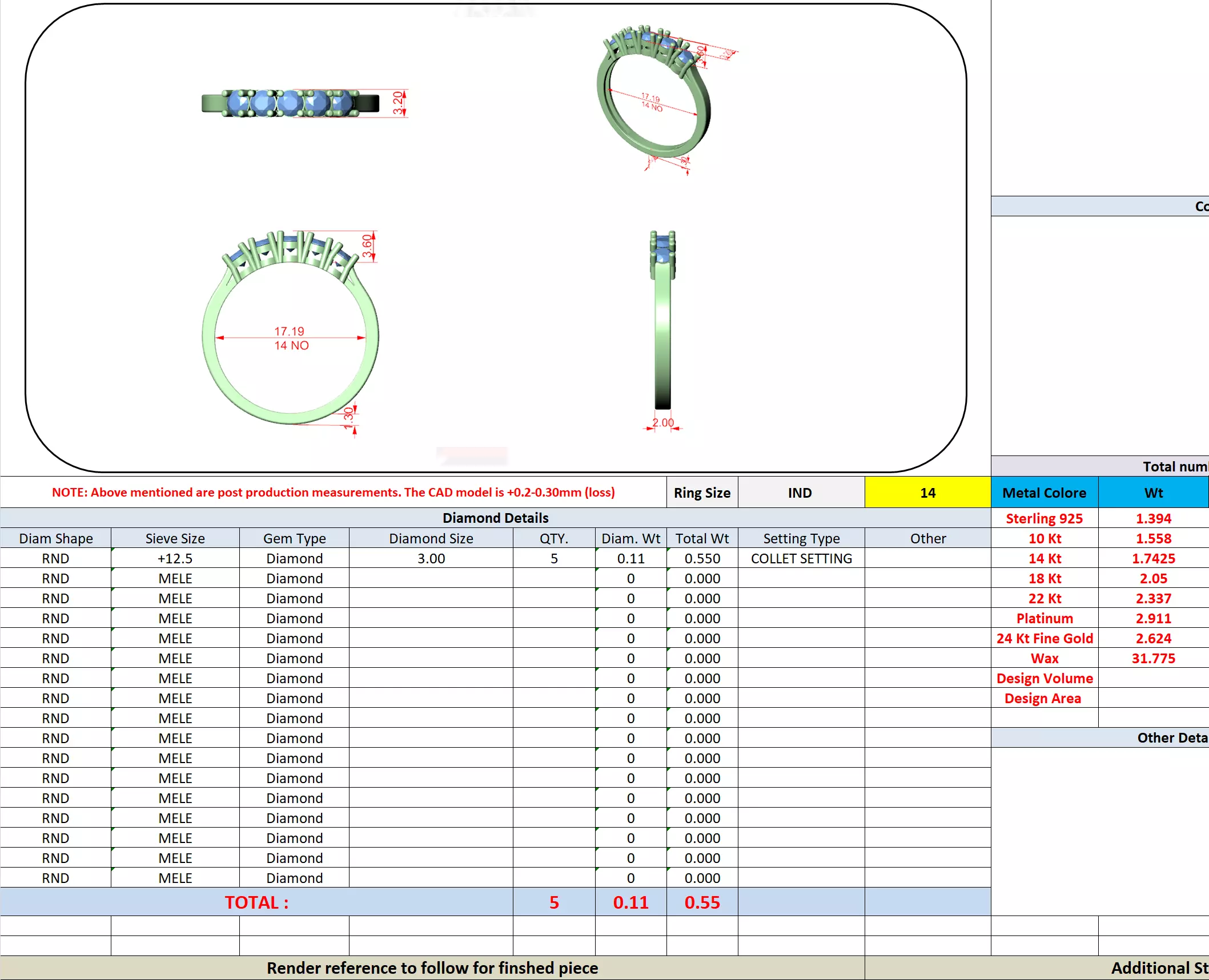 Five Round Diamond Engagement Wedding Band 3DM STL Video 3D print model_13