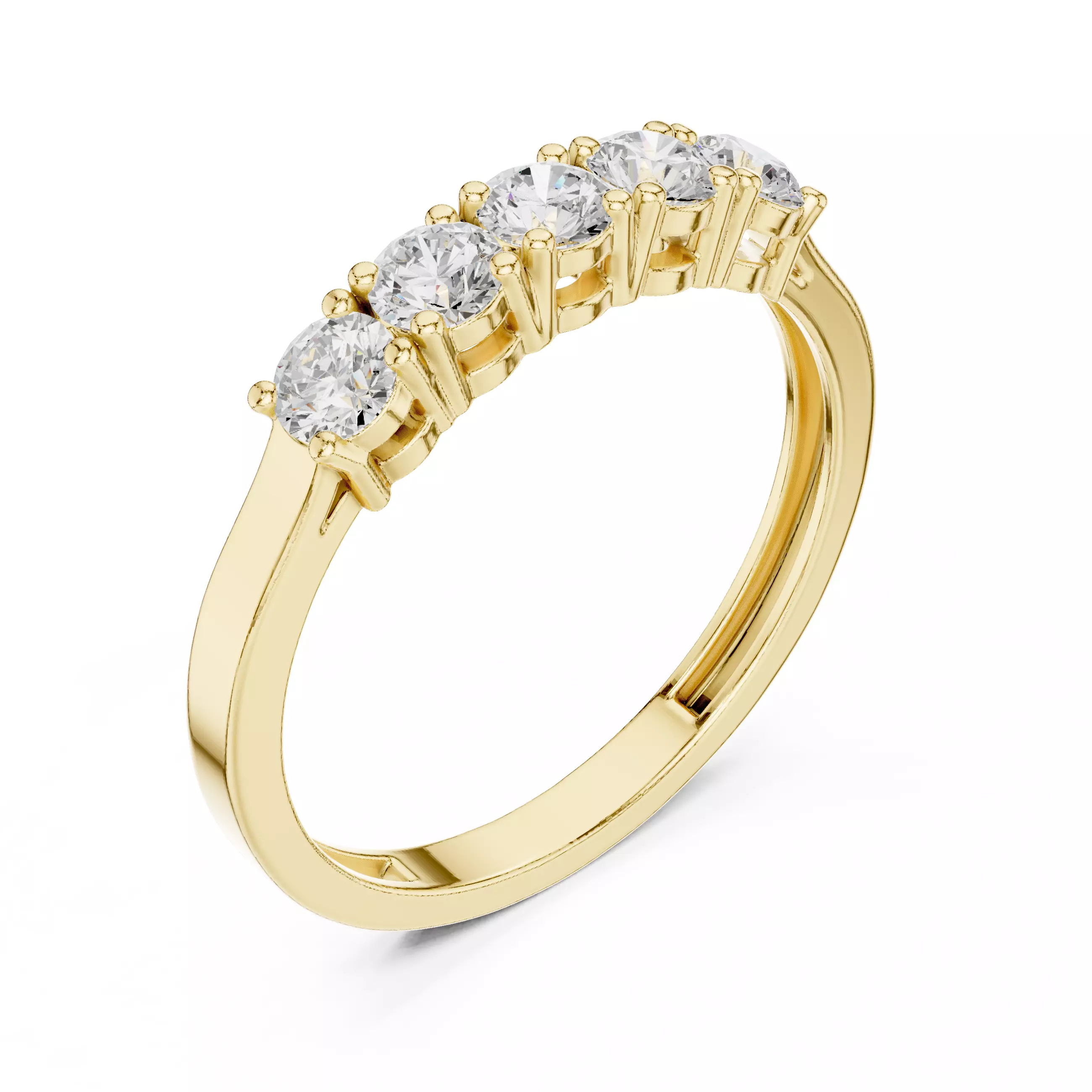 Five Round Diamond Engagement Wedding Band 3DM STL Video 3D print model_7