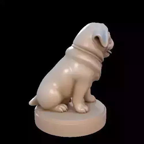2003Laughing Pug  Ivory Style  3D Printed Statue