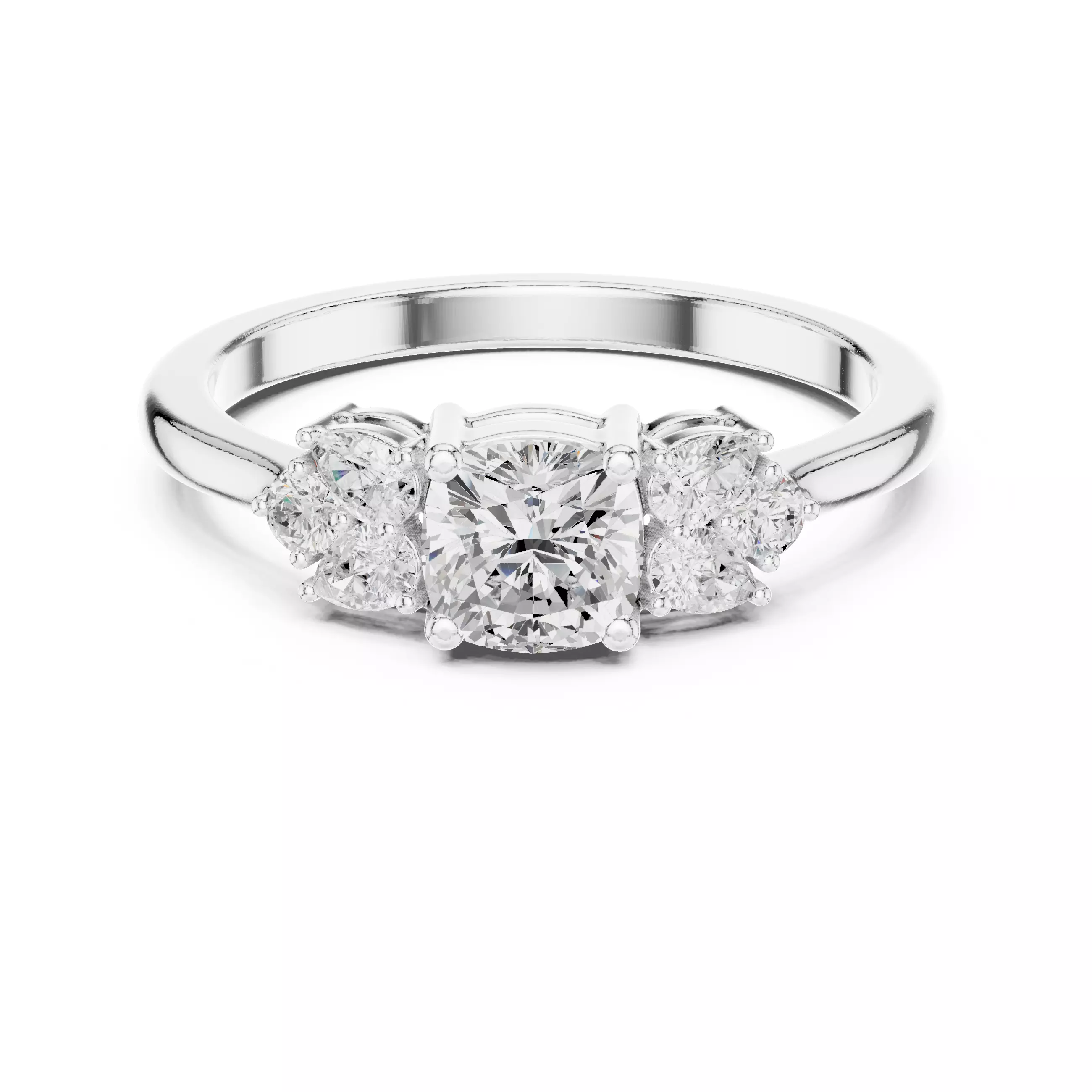 Cushion Pear Diamond Engagement Wedding Ring 3DM STL Video 3D print model_2