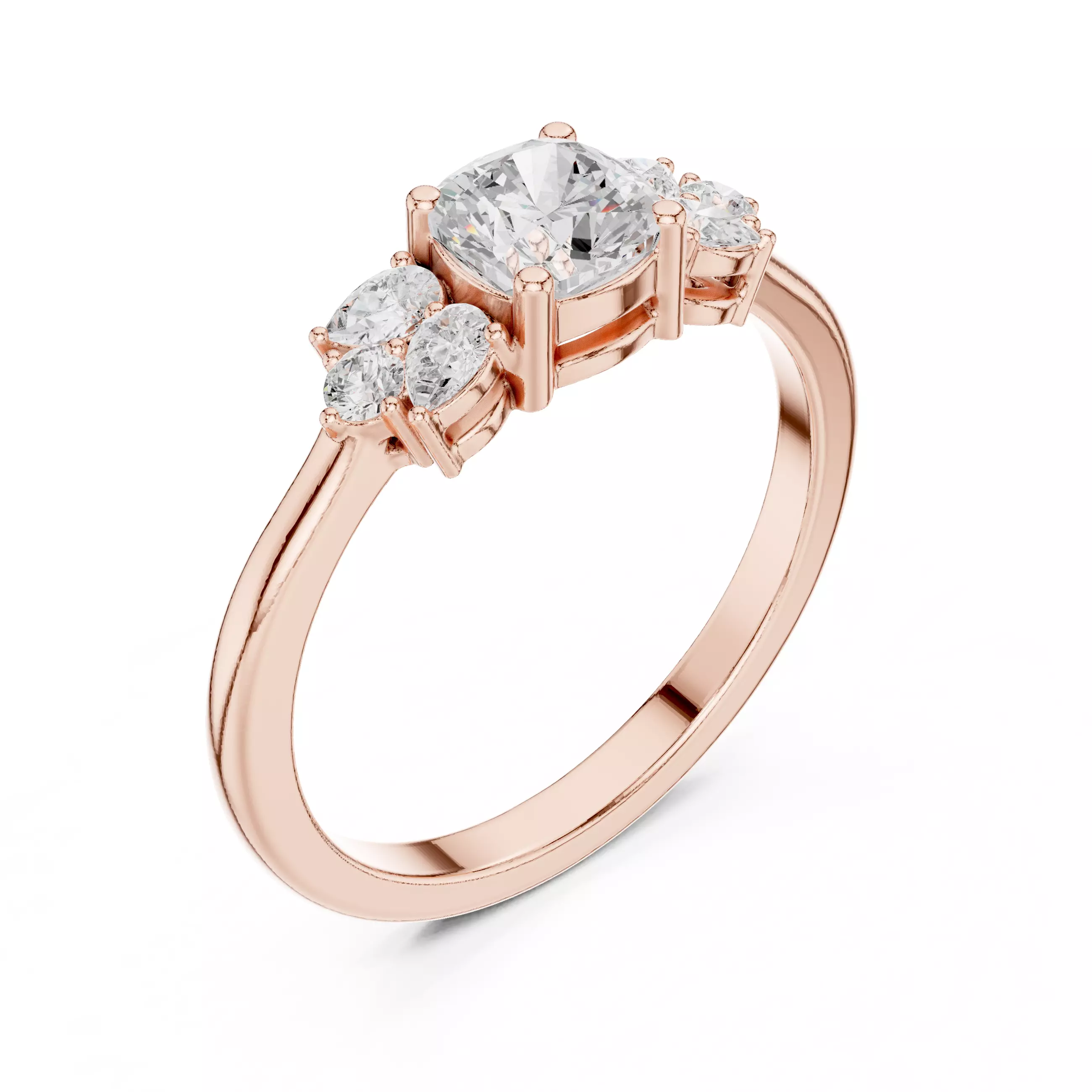 Cushion Pear Diamond Engagement Wedding Ring 3DM STL Video 3D print model_4