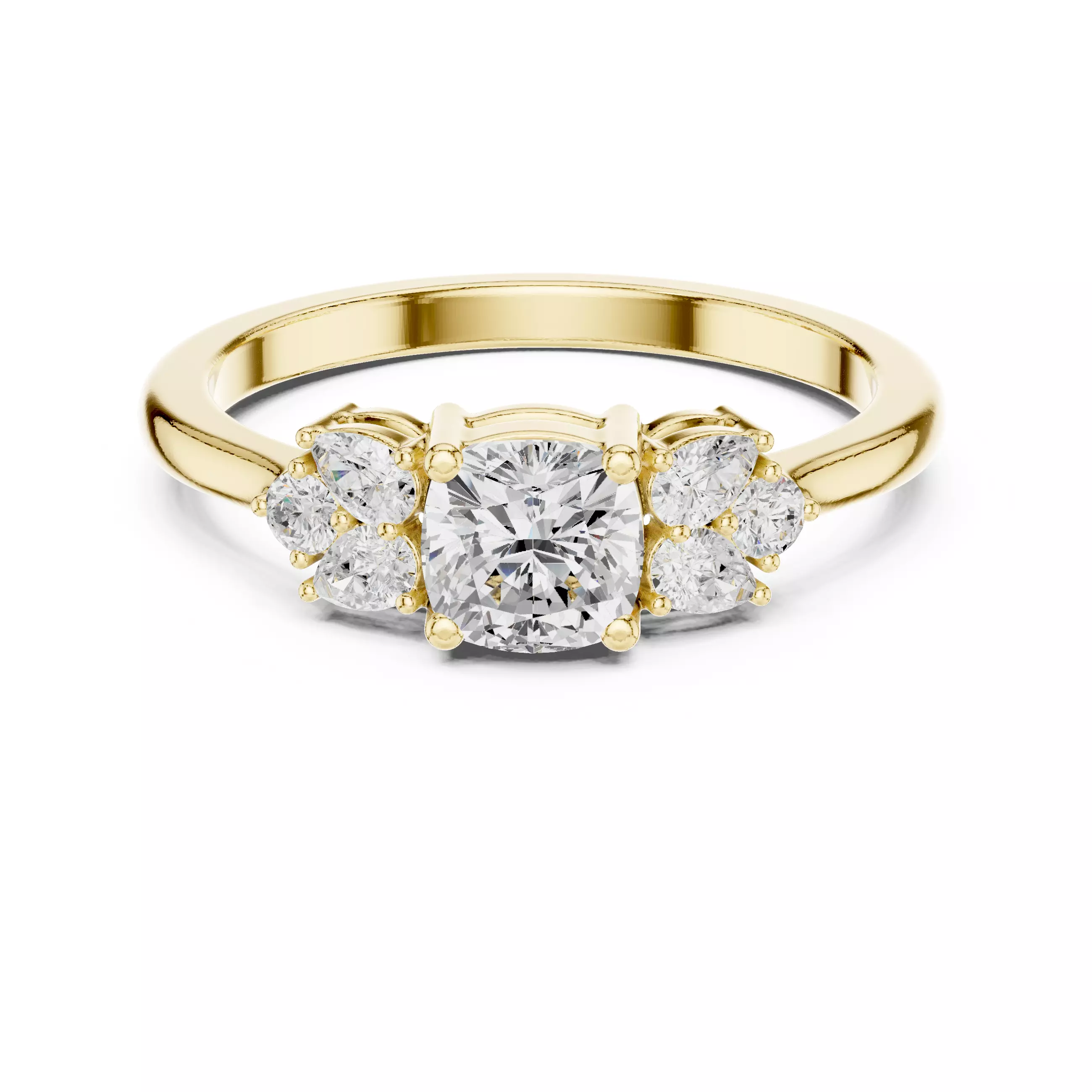 Cushion Pear Diamond Engagement Wedding Ring 3DM STL Video 3D print model_1