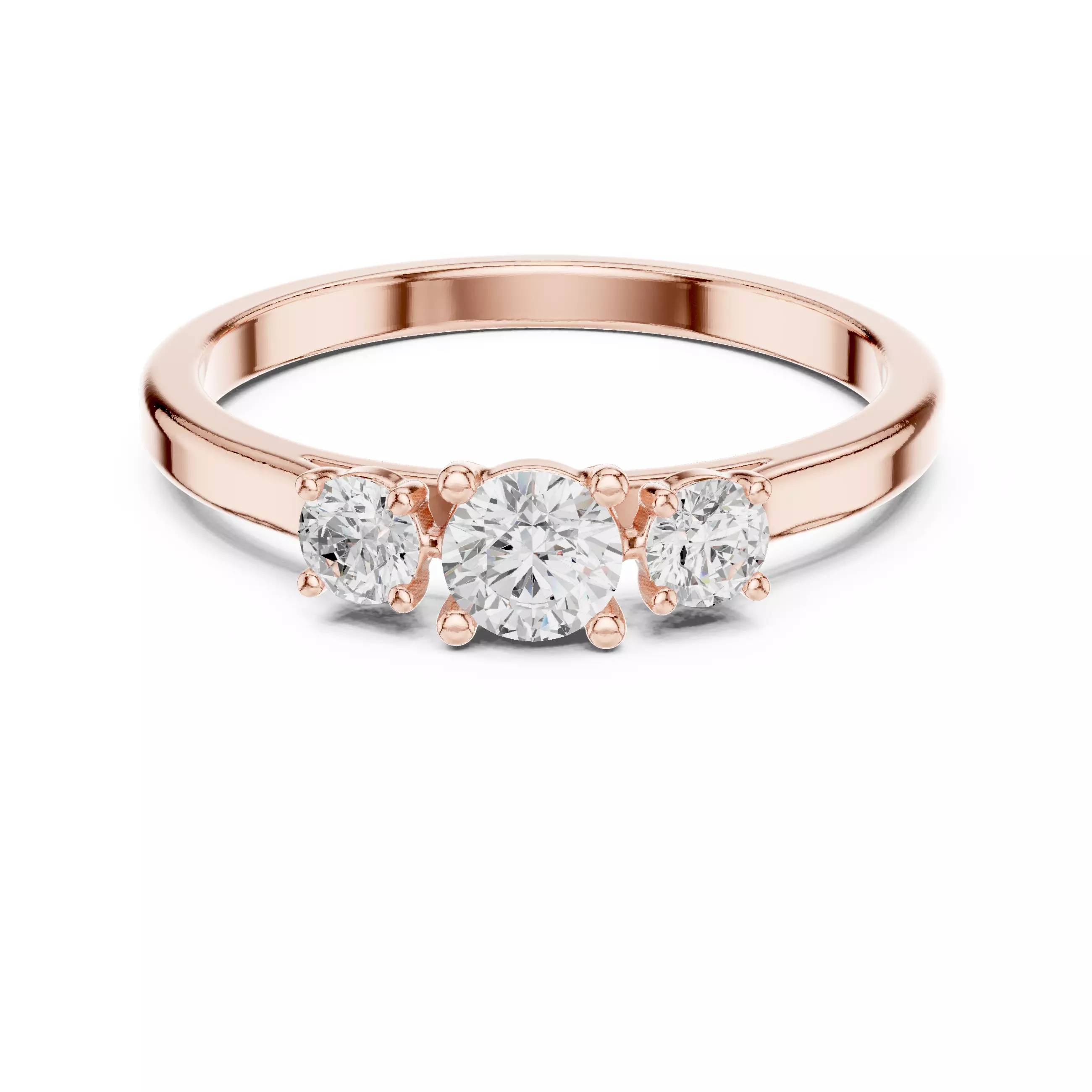 Three Stone Round Diamond Engagement Woman Ring 3DM STL Video 3D print model_0