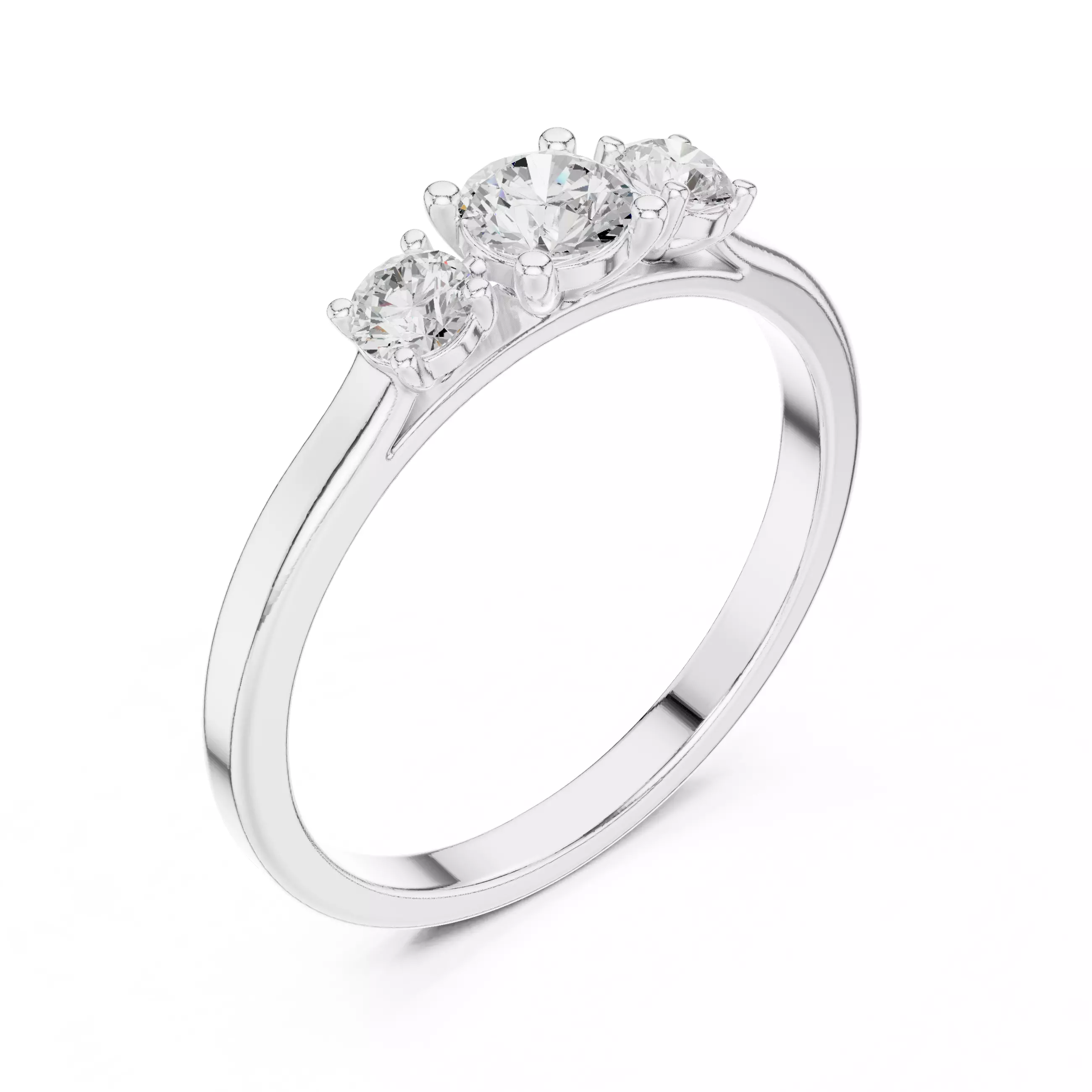 Three Stone Round Diamond Engagement Woman Ring 3DM STL Video 3D print model_10
