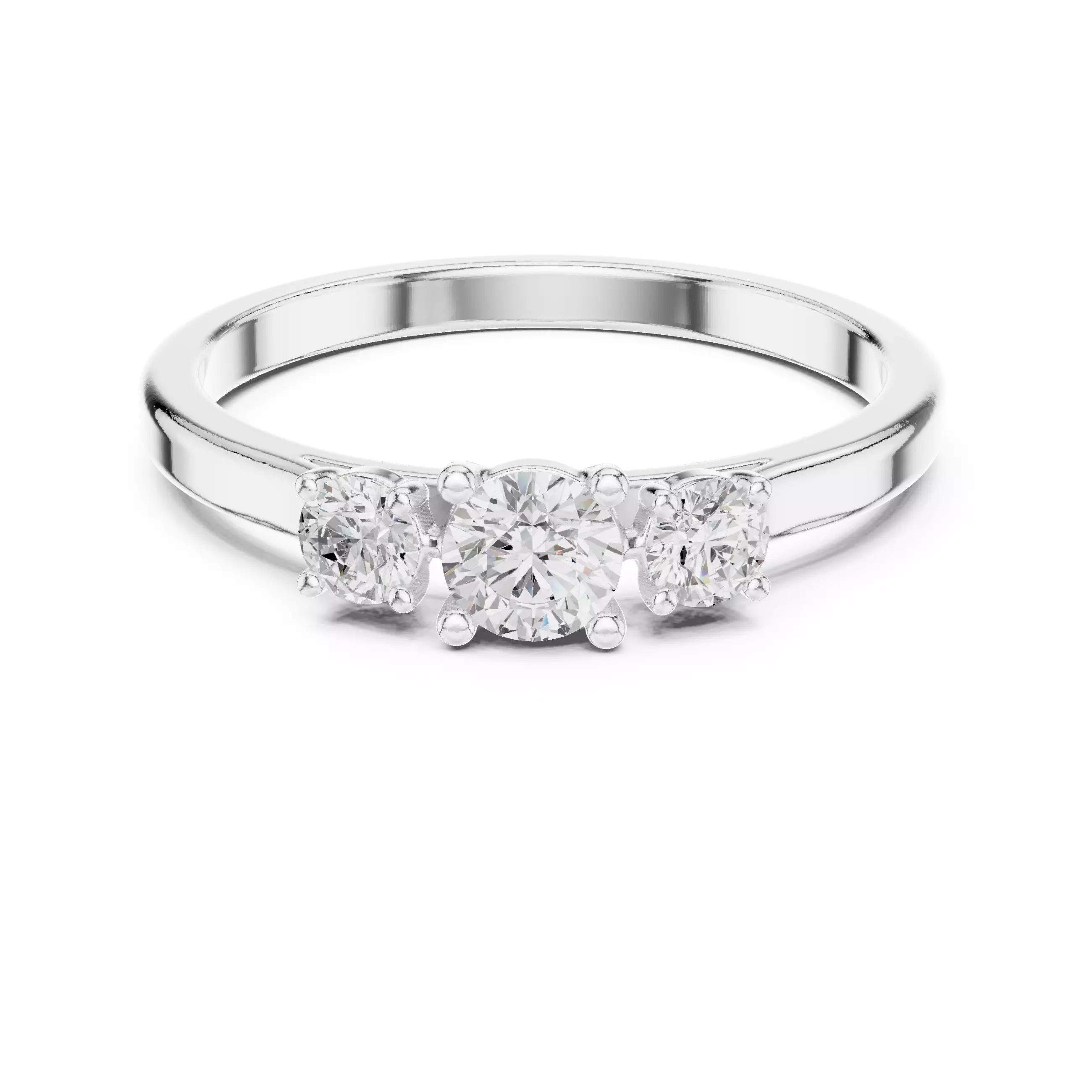 Three Stone Round Diamond Engagement Woman Ring 3DM STL Video 3D print model_2