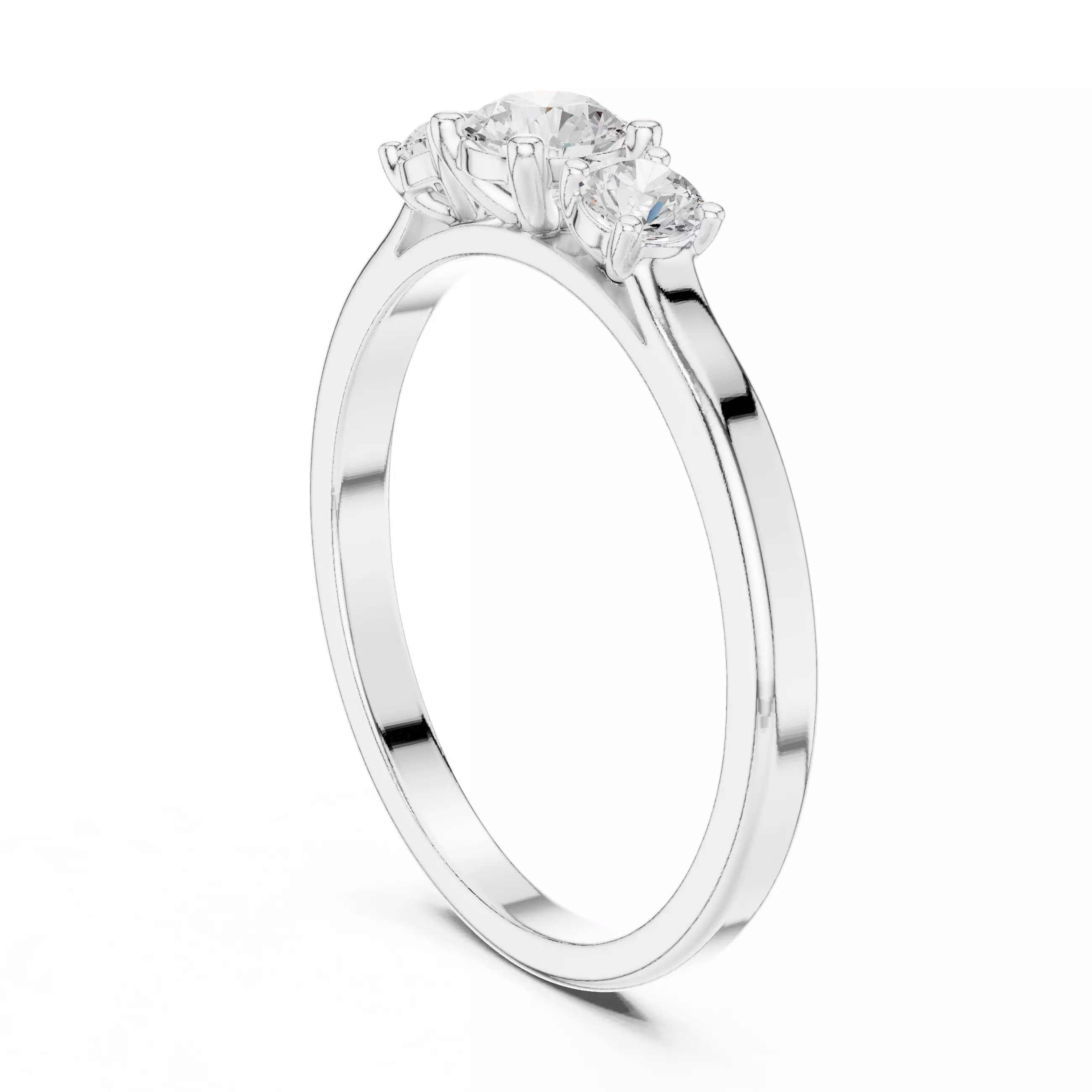 Three Stone Round Diamond Engagement Woman Ring 3DM STL Video 3D print model_9