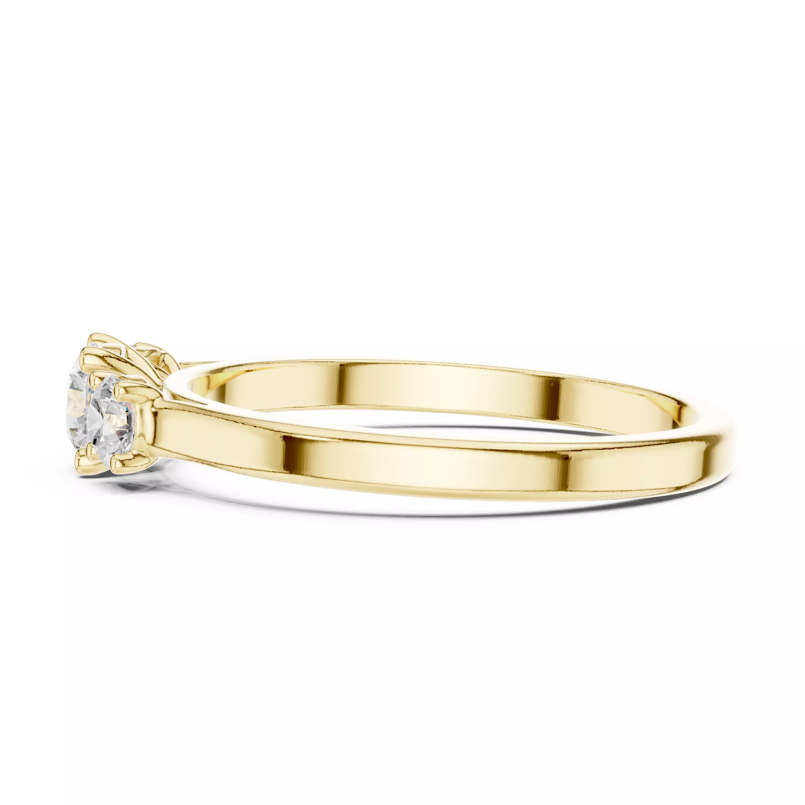 Three Stone Round Diamond Engagement Woman Ring 3DM STL Video 3D print model_8