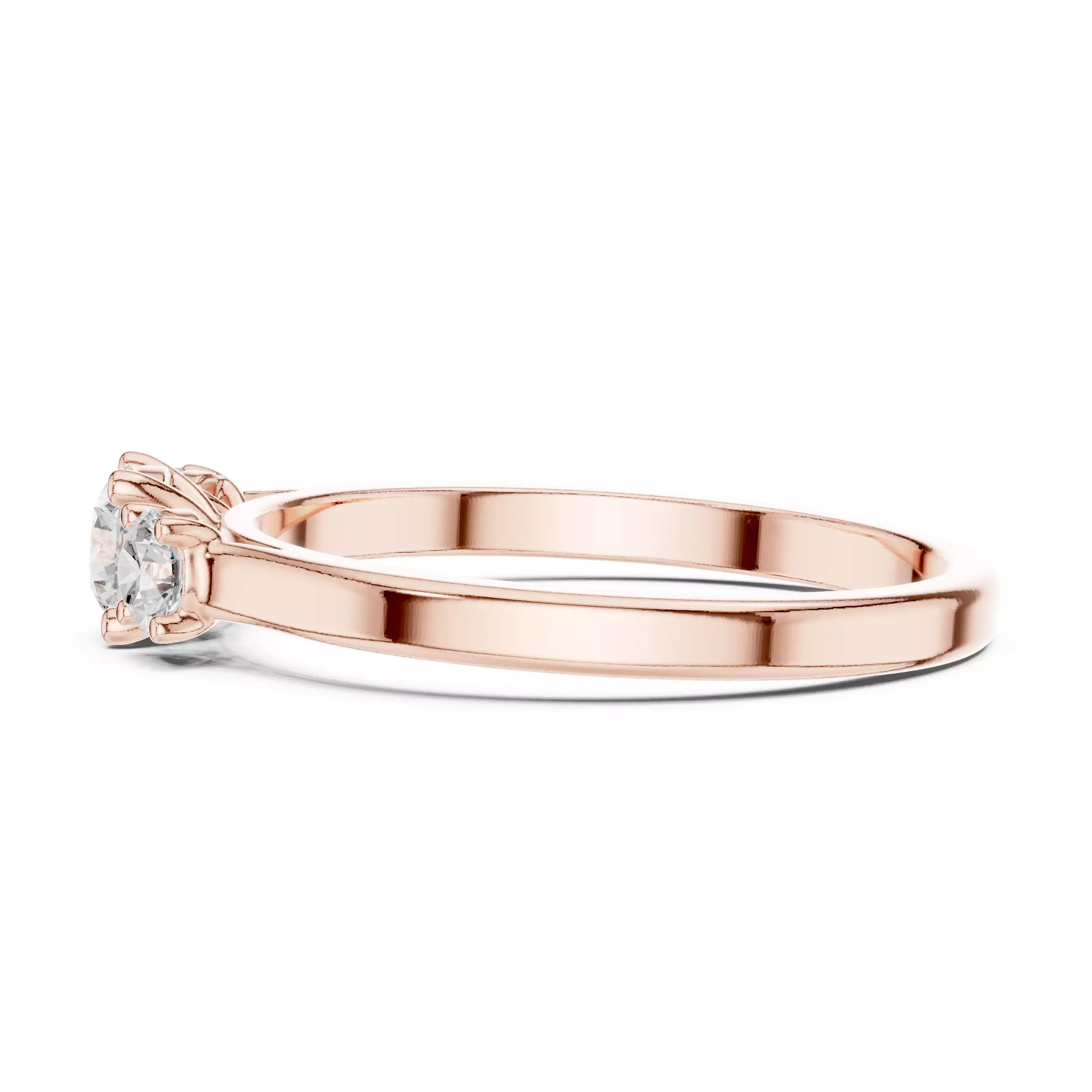 Three Stone Round Diamond Engagement Woman Ring 3DM STL Video 3D print model_5