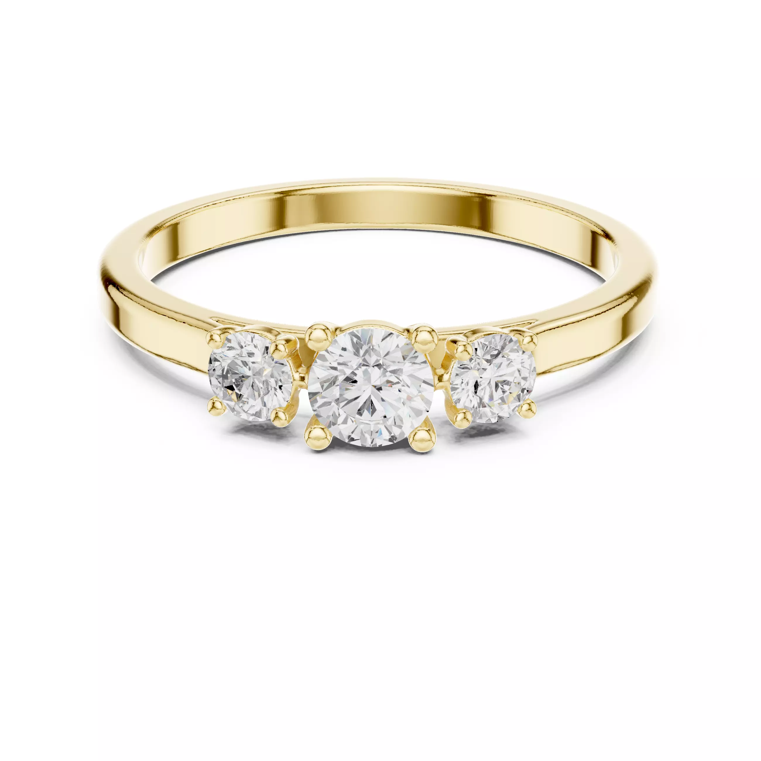 Three Stone Round Diamond Engagement Woman Ring 3DM STL Video 3D print model_1